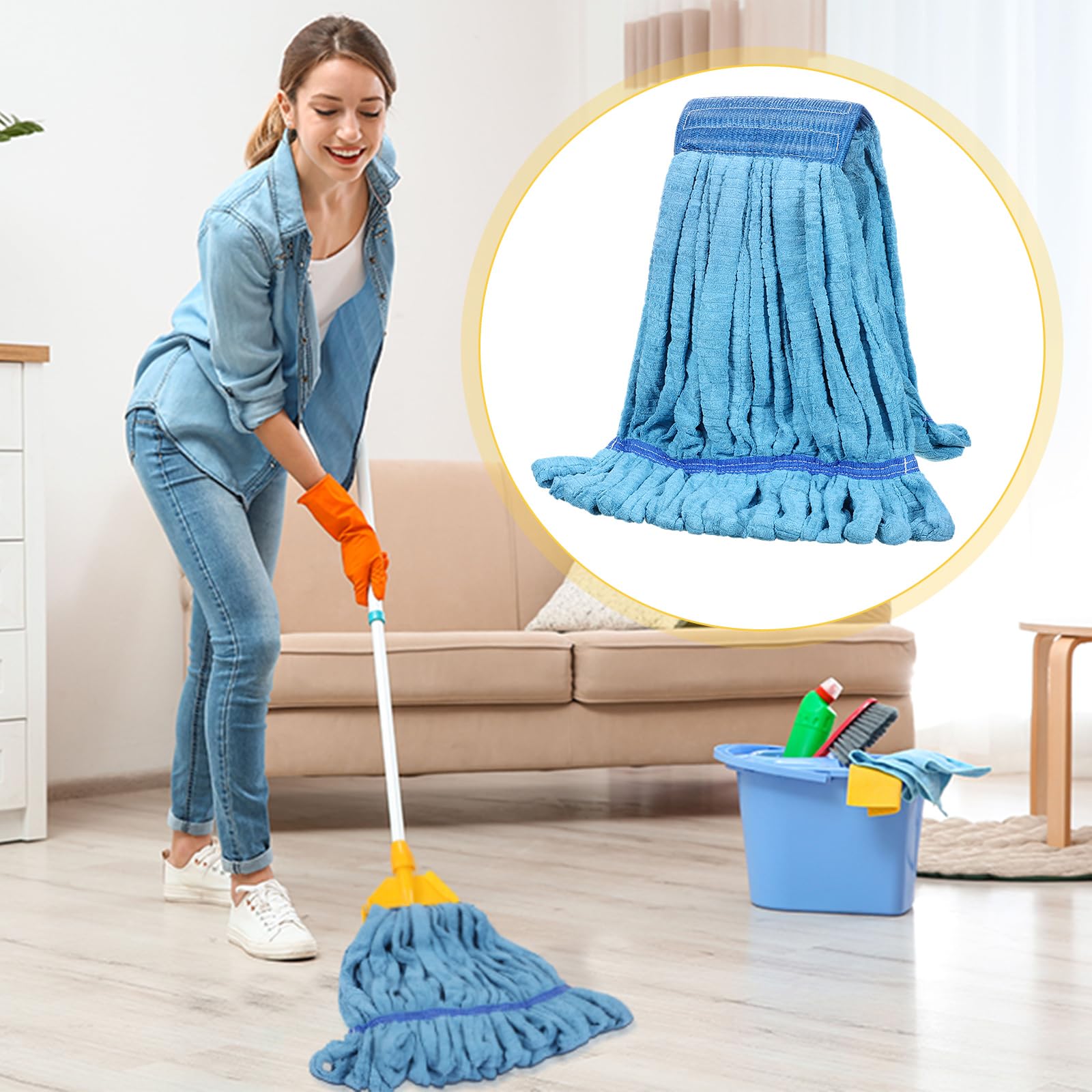 4 Pcs Microfiber Commercial Mop Head Replacement Tube Industrial Looped End Mop Heads Refill for Floor Cleaning for Home Commercial Industrial Use