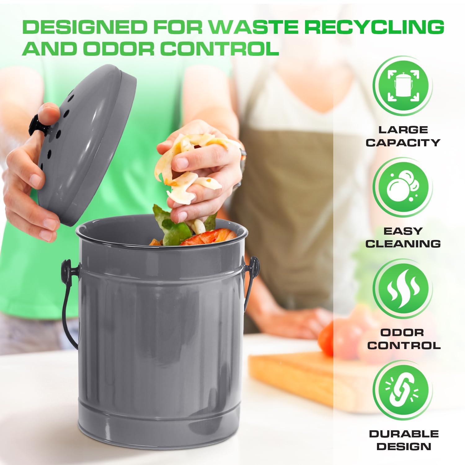 Countertop Compost Bin Kitchen with Lid