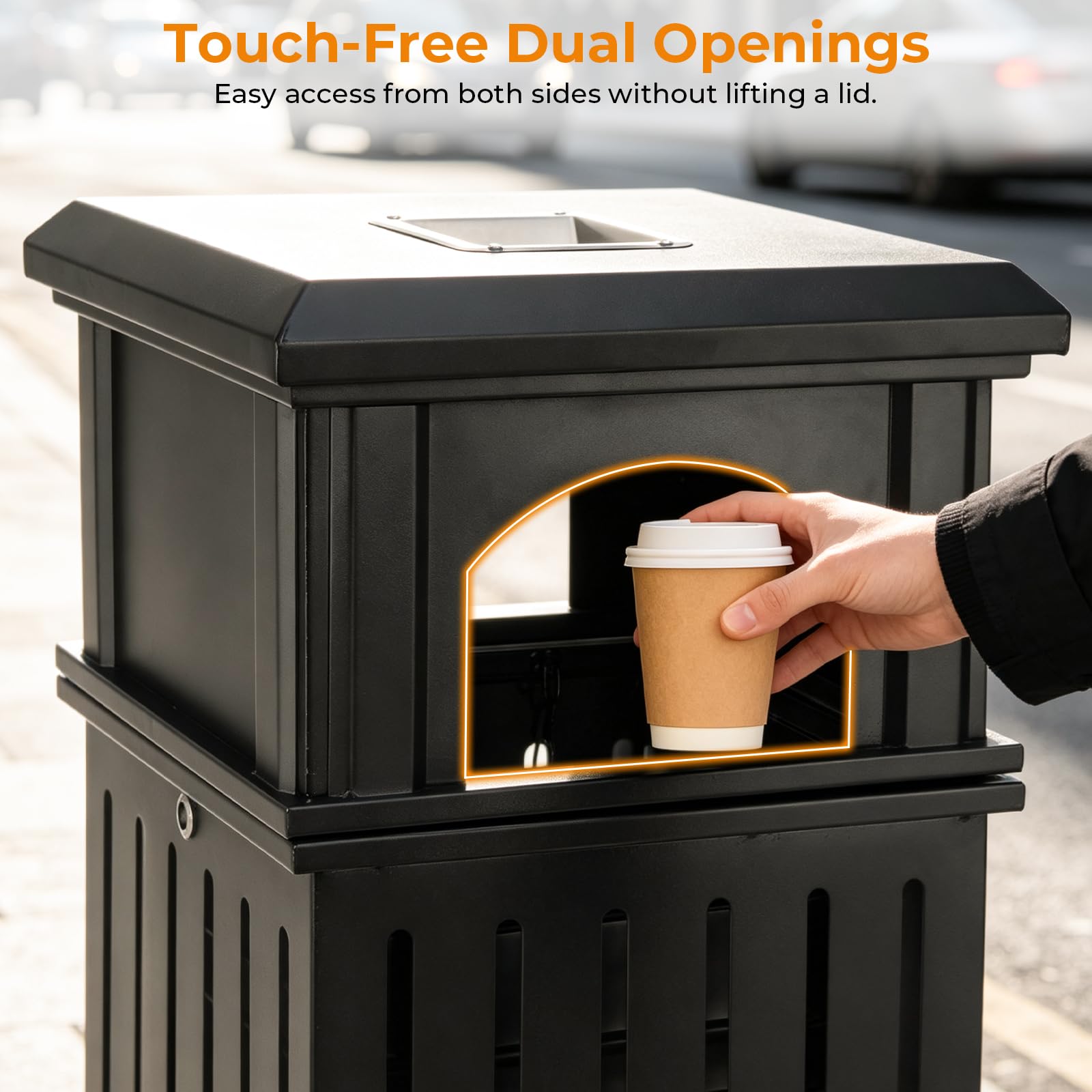 Commercial Outdoor Trash Can with Lid