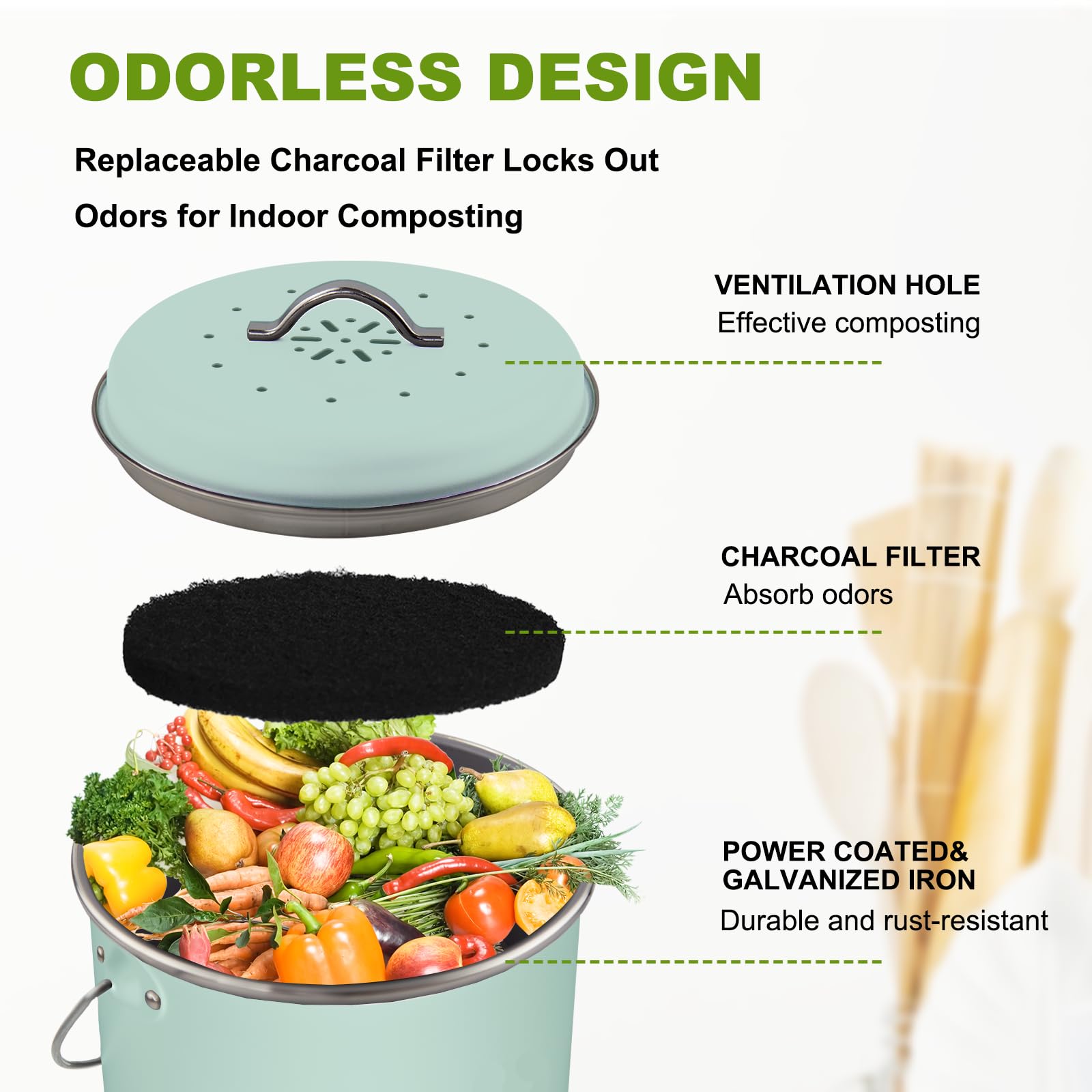 Kitchen Countertop Compost Bin