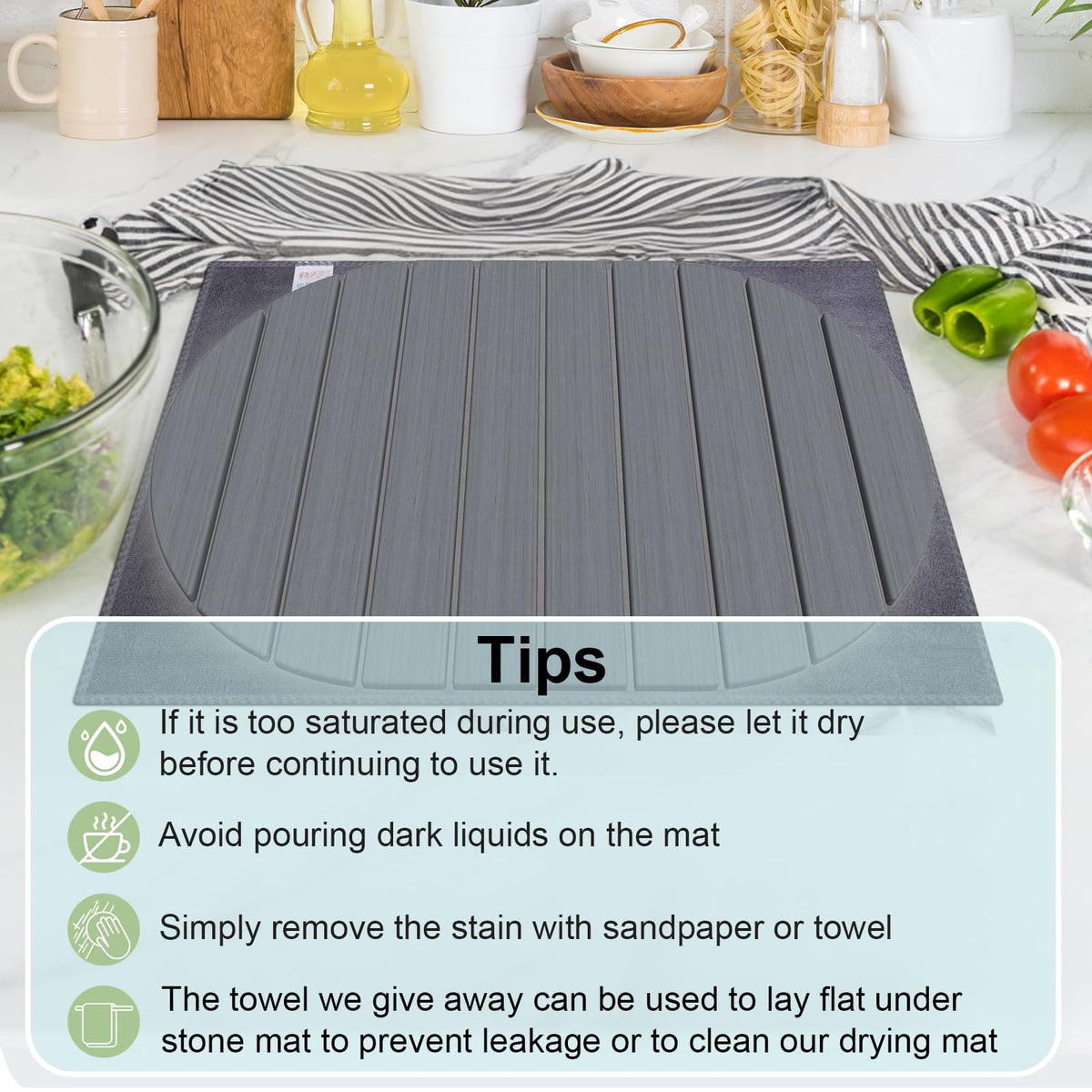 Stone Dish Drying Mat for Kitchen Counter
