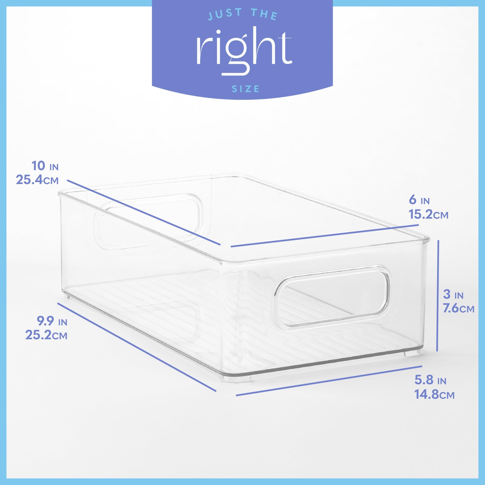 Plastic Food Storage 4 Pack Clear Container Bin with Handles for Organizing Kitchen (4 Count)