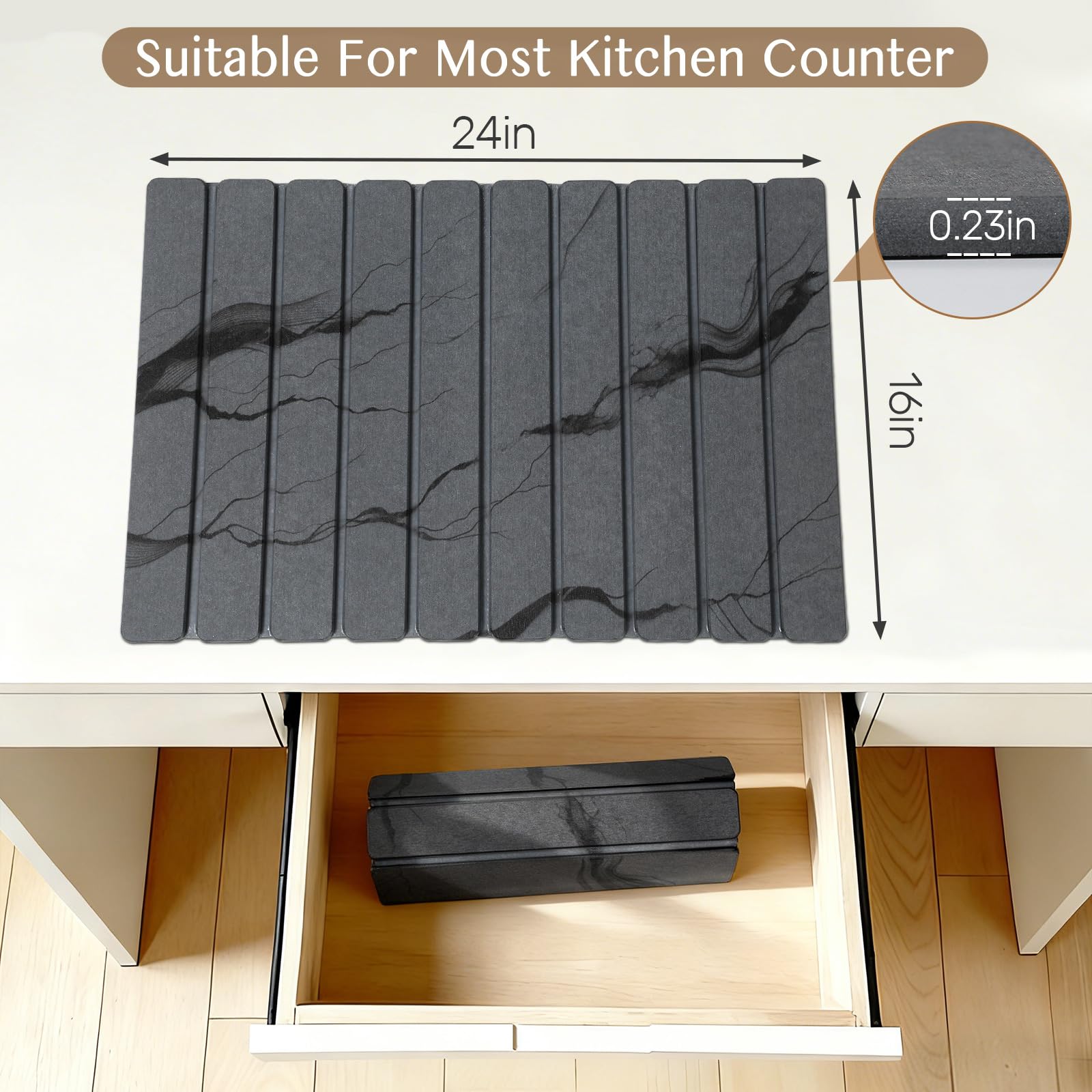 Large Stone Dish Drying Mat for Kitchen Counter (2 Count)