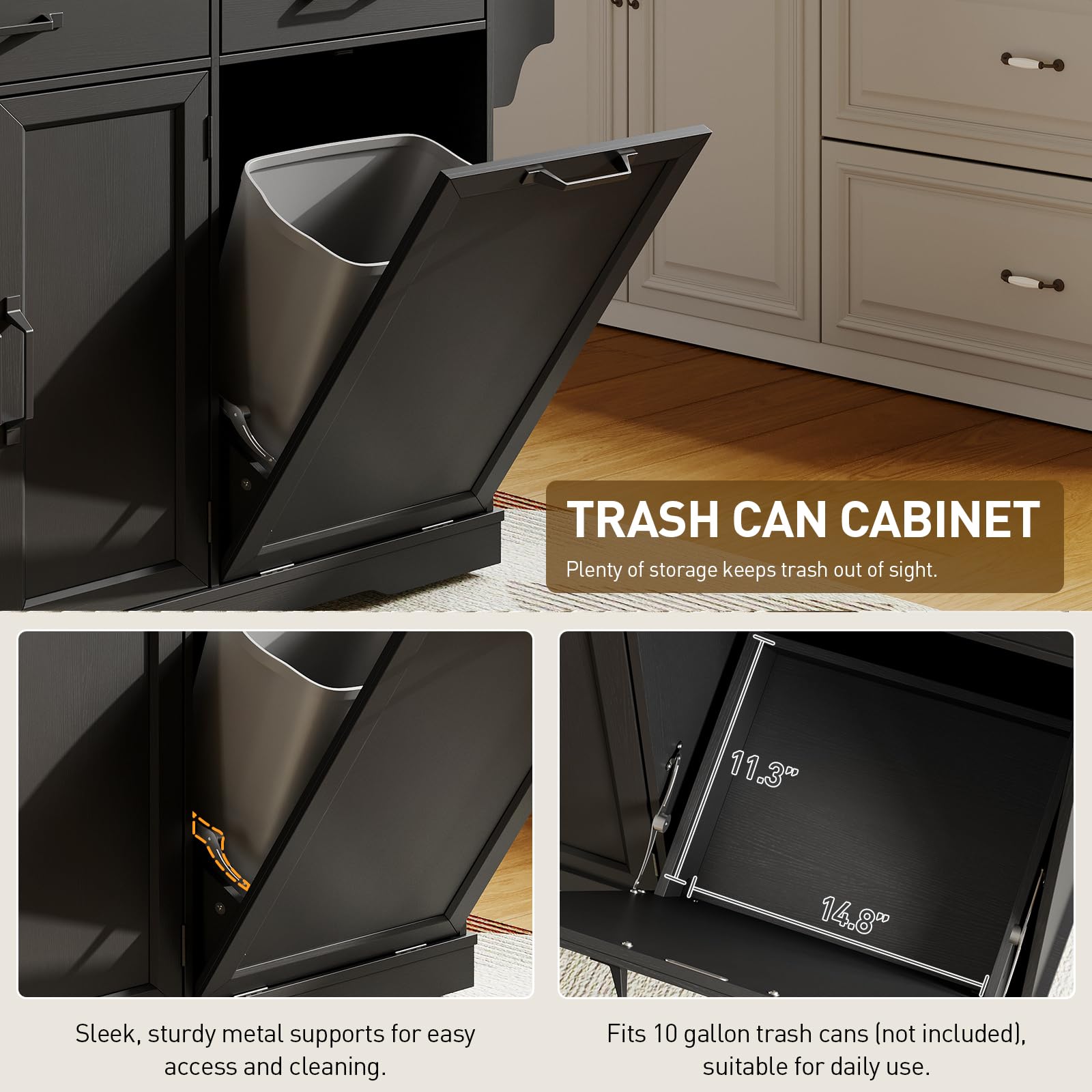 Kitchen Island with Power Outlet & Drop Leaf