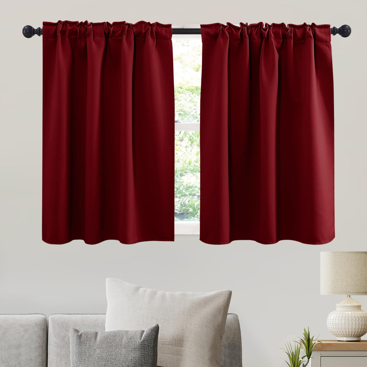 Small Window Curtains Blackout for Kitchen Bathroom Cafe RV Camper (2 Count)