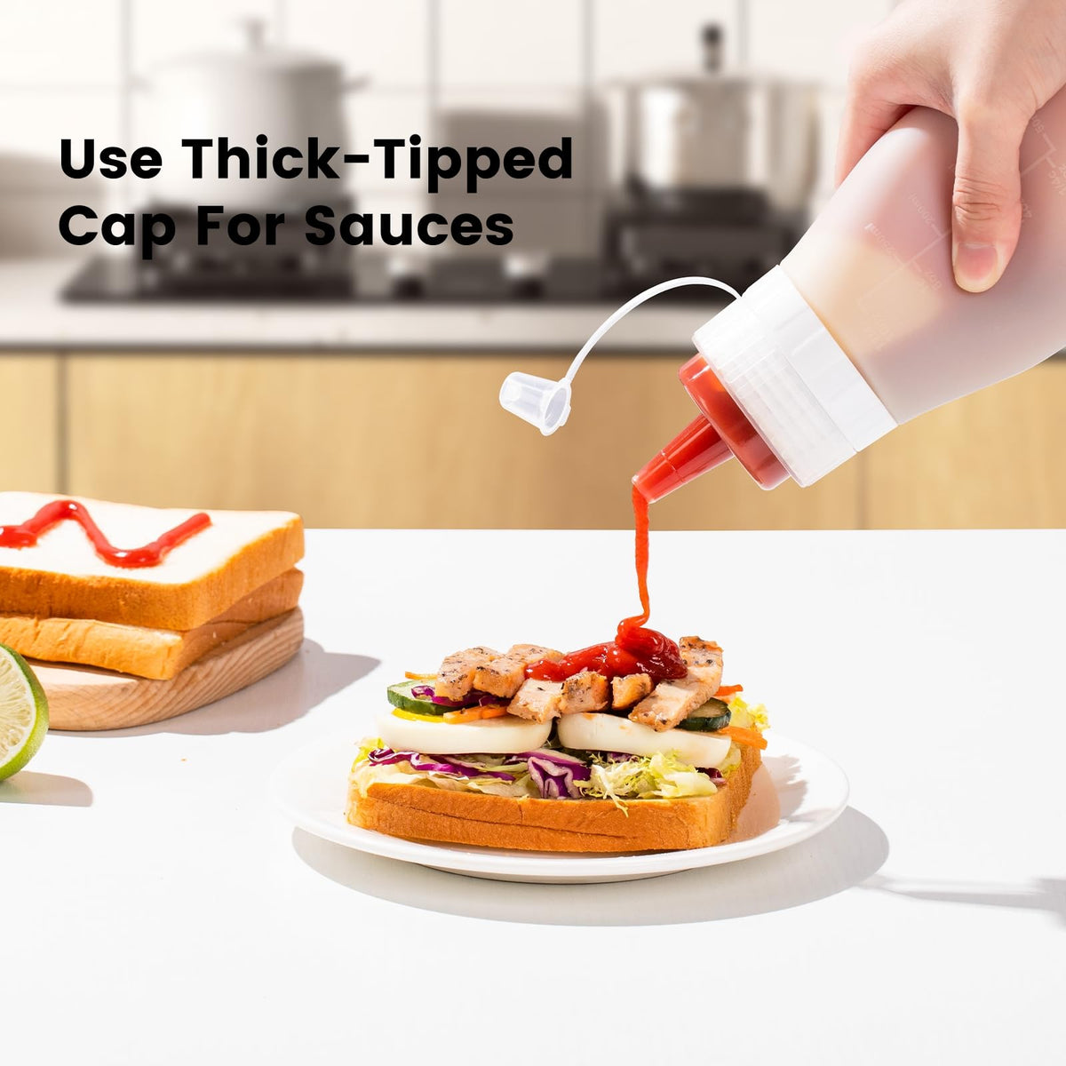 12 oz Silicone Squeeze Bottles for Sauces & Oil (4 Count)