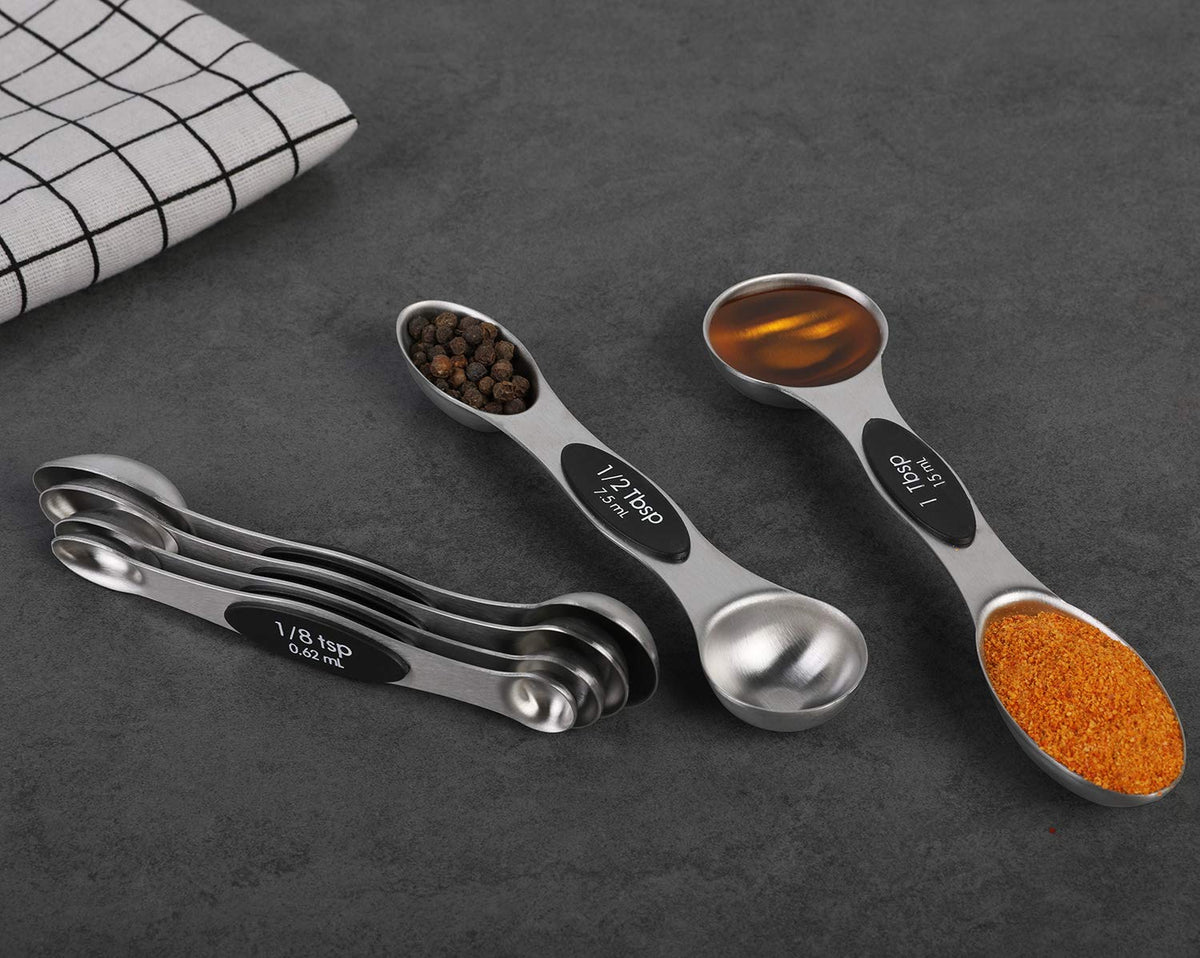 Magnetic Measuring Spoons Set Stainless Steel Dual Sided Stackable Teaspoon