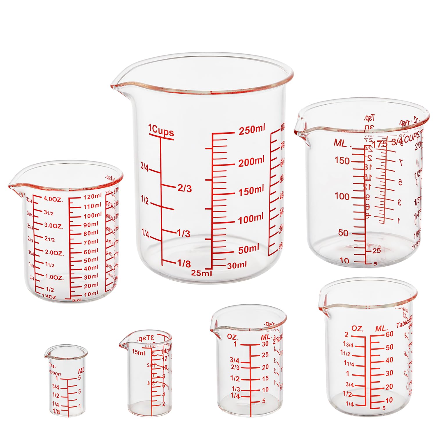 Ackers 7 Piece Glass Measuring Cup Set