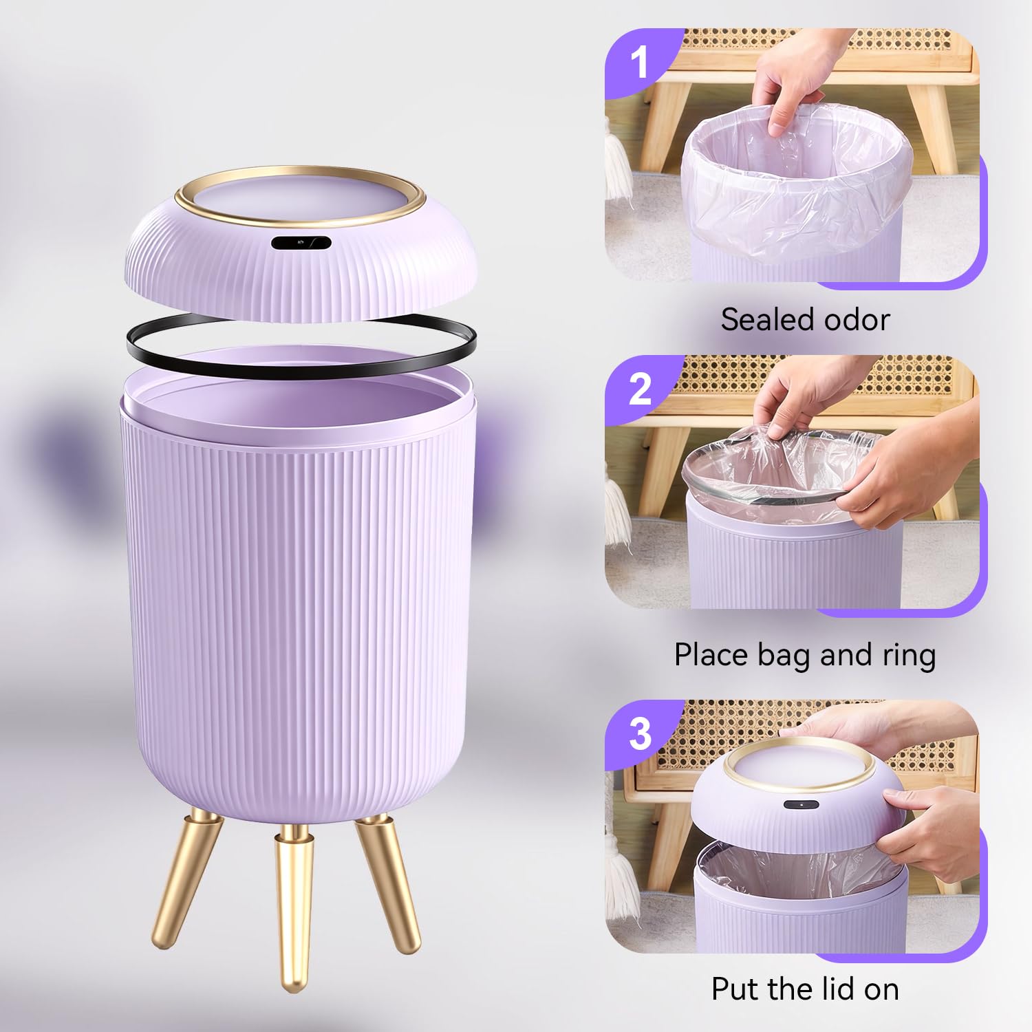 Bathroom Trash Can Automatic Touchless