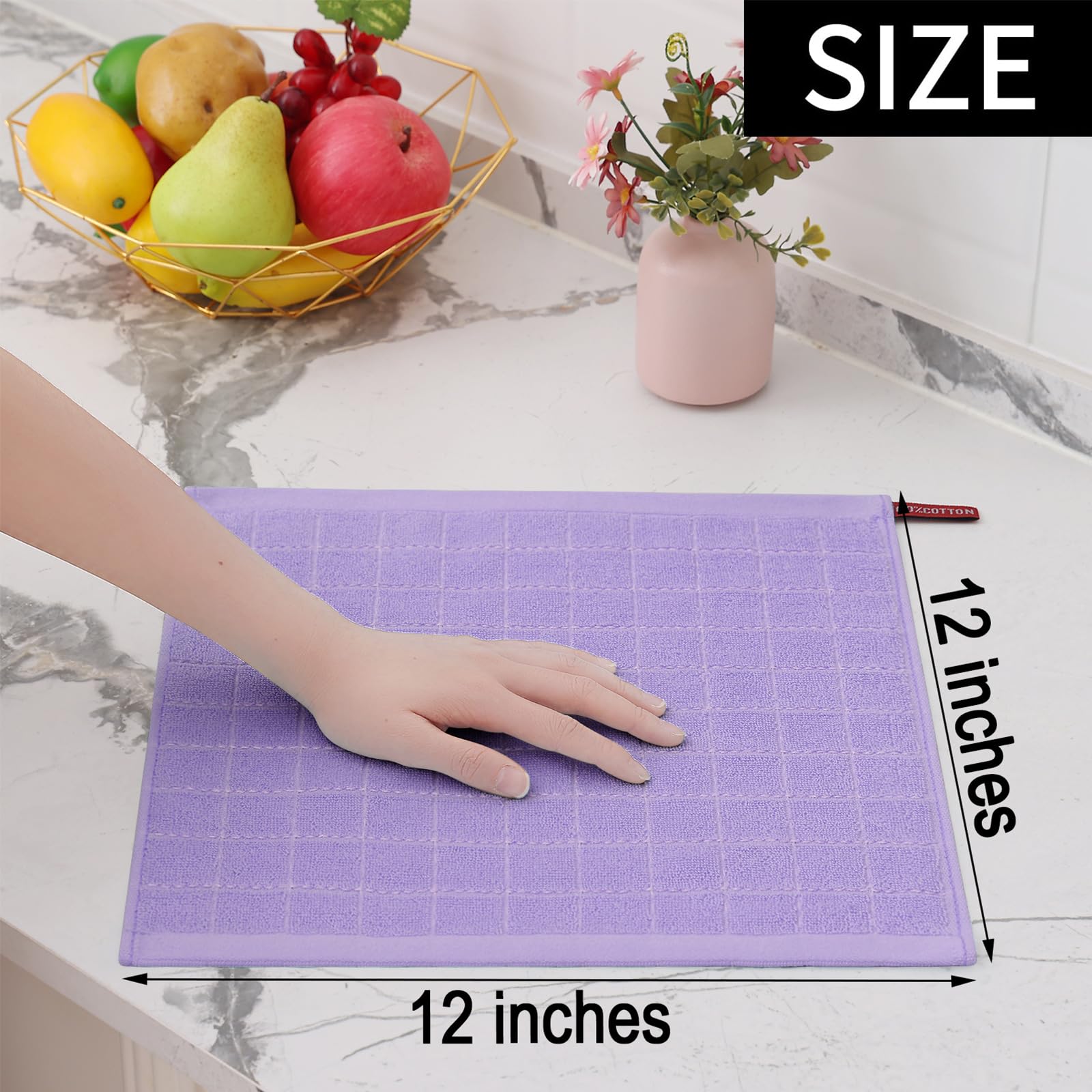 100% Cotton Terry Kitchen Dish Cloths (12 Count)