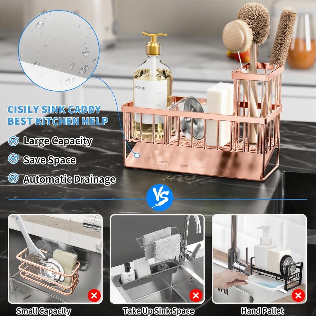 Sink Caddy Organzier with High Brush Holder