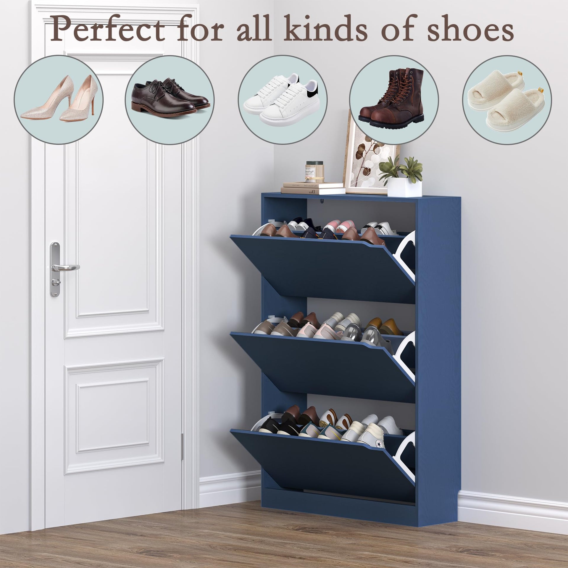 Shoe Cabinet with 3 Flip Drawers