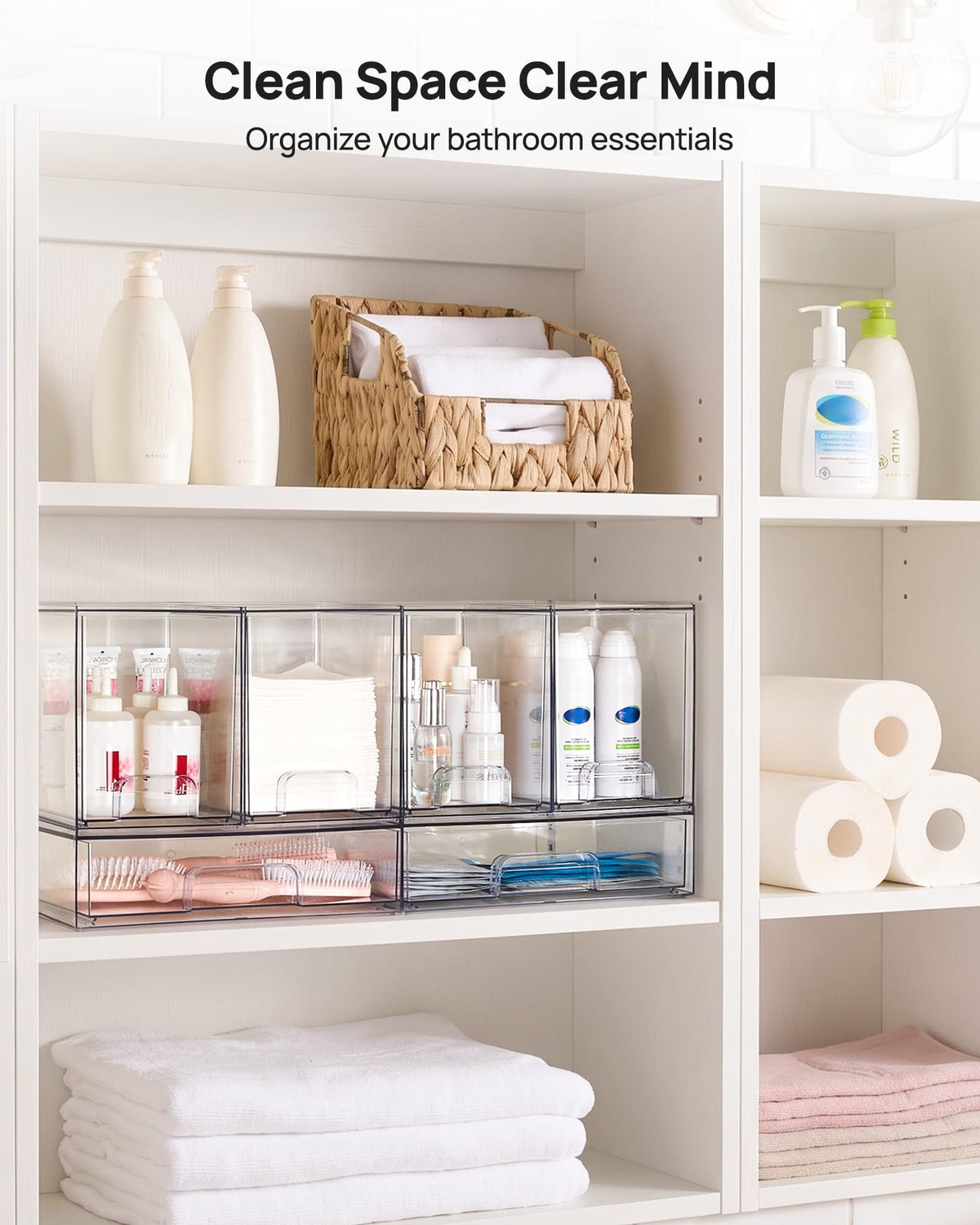 Clear Stackable Storage Drawers Set of 3 (3 Count)