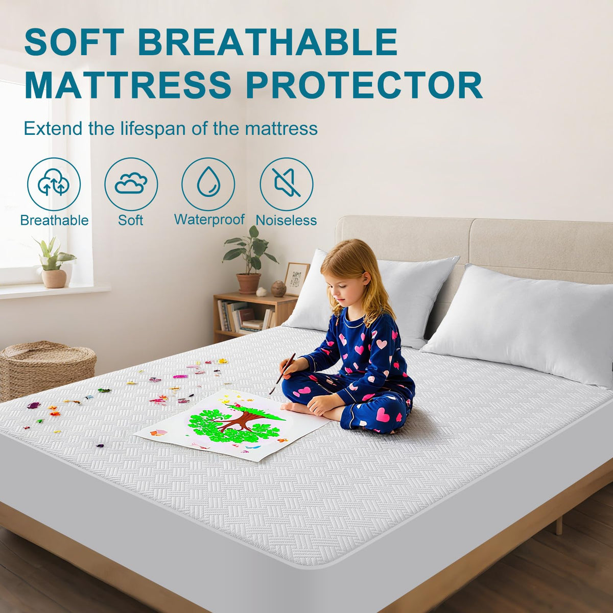 Waterproof California King Size Mattress Protector with Deep Pockets