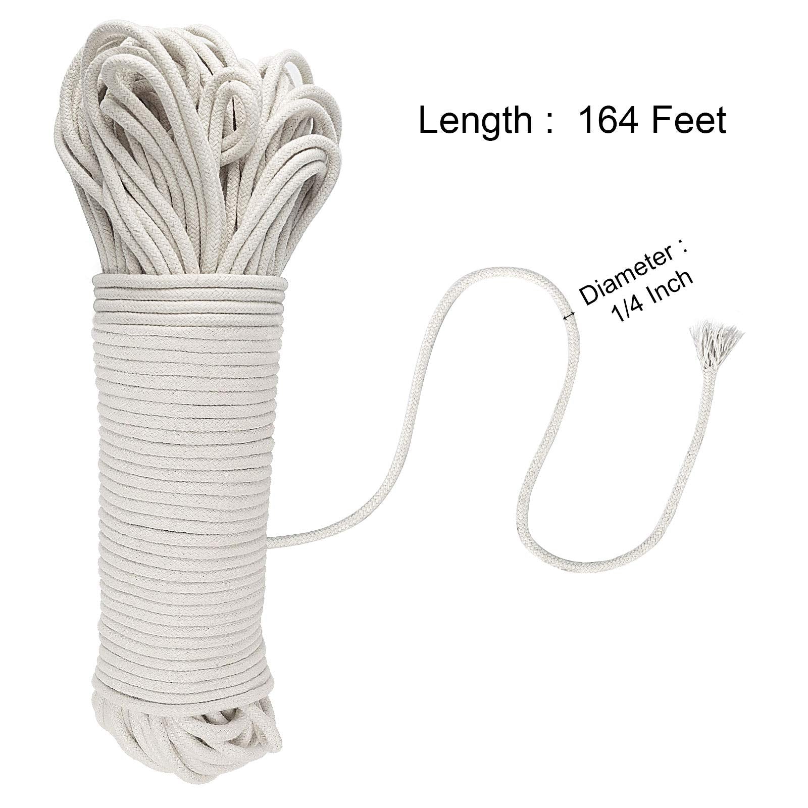 164 Feet 1 4 Inch White Natural Cotton Rope (164.0417 Foot)