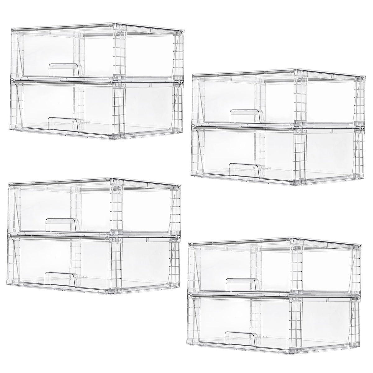 8 Pack Large Clear Stackable Storage Drawers for Closet (8 Count)
