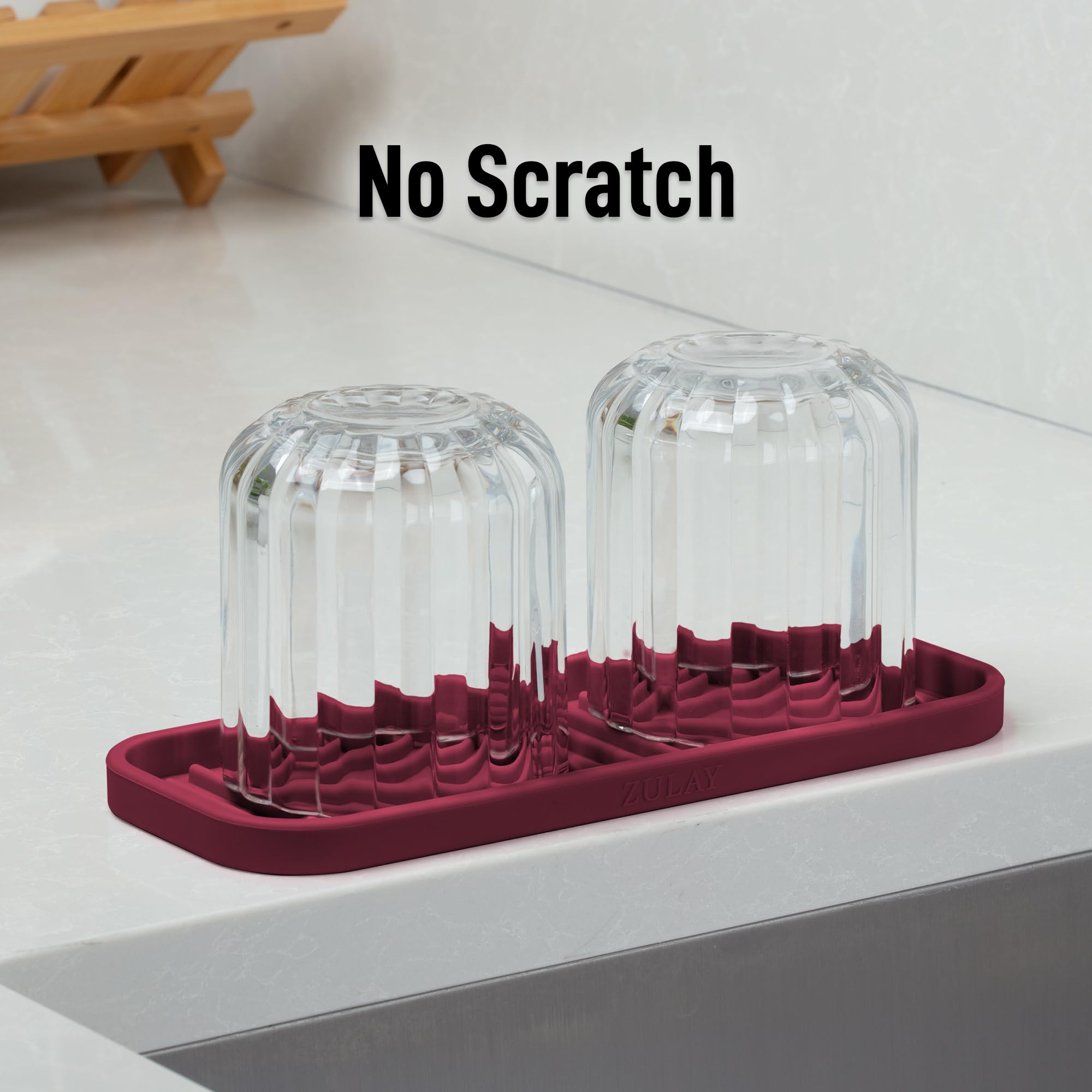 9x3.5) Silicone Sponge Holder for Kitchen Sink - Flexible Multipurpose Soap Tray - Sink Organizer for Kitchen, Bathroom, Makeup, Trinkets & More (Wine Red)