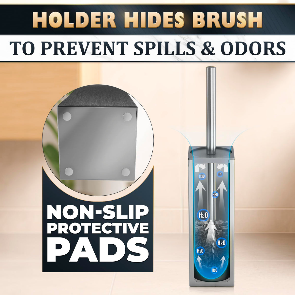Stainless Steel Toilet Brush and Holder Set