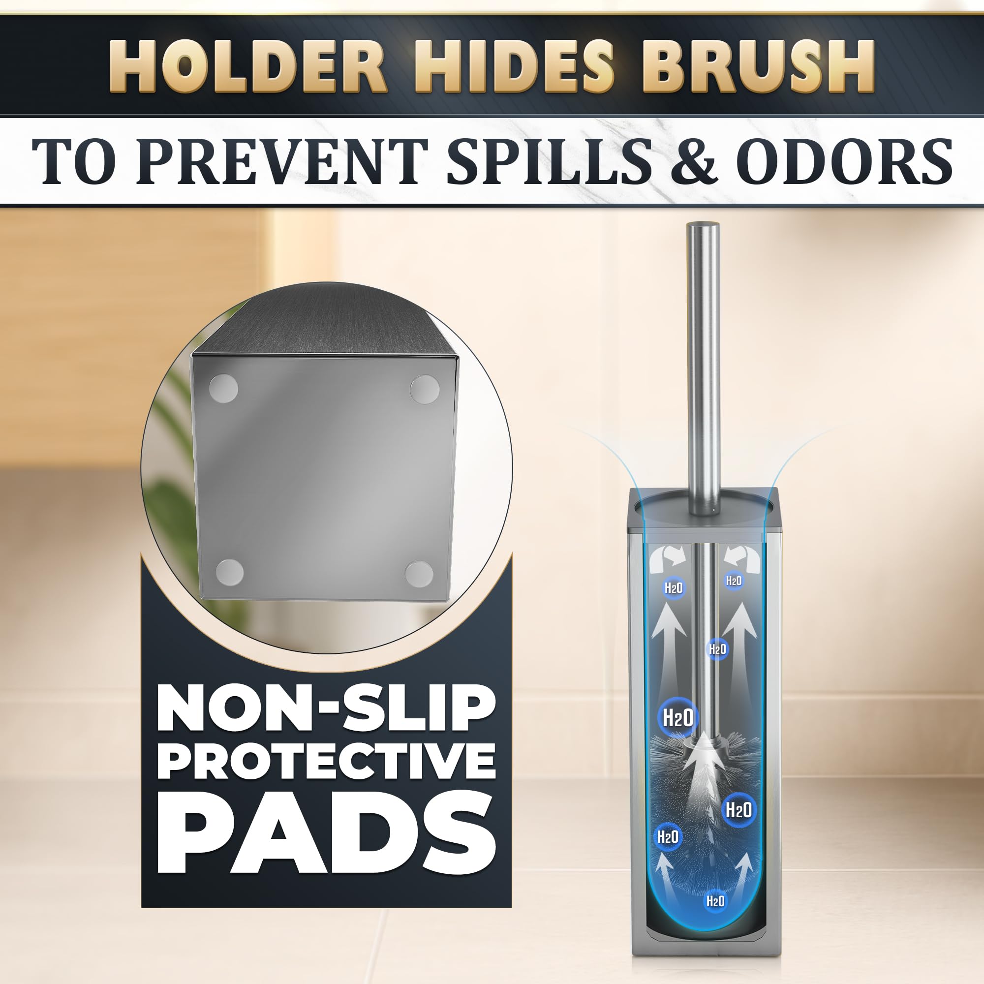 Stainless Steel Toilet Brush and Holder Set