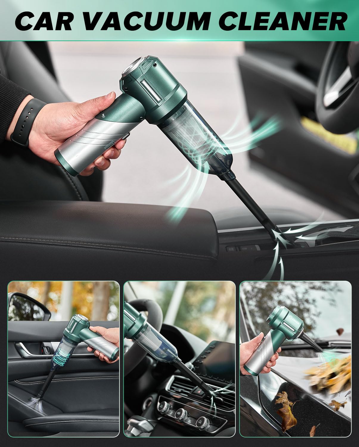 Handheld Car Vacuum Cordless Portable 17000PA HL133 Olive Green