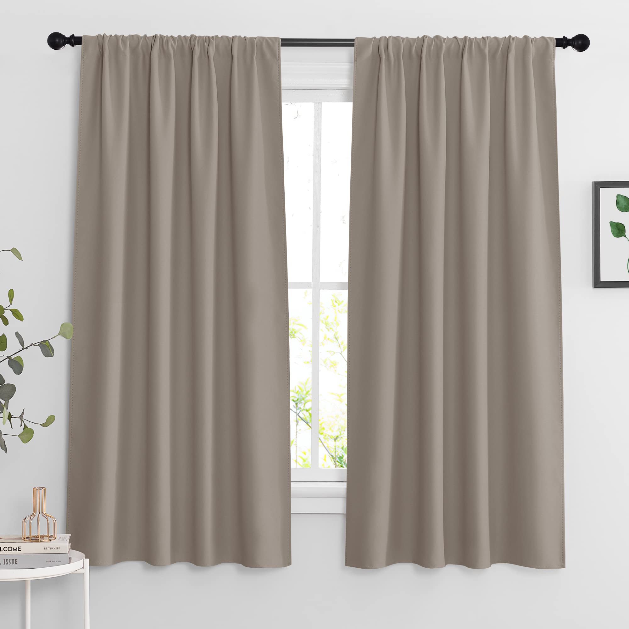 Blackout Curtains for Bedroom Living Room Nursery 63 inches Long (2 Count)