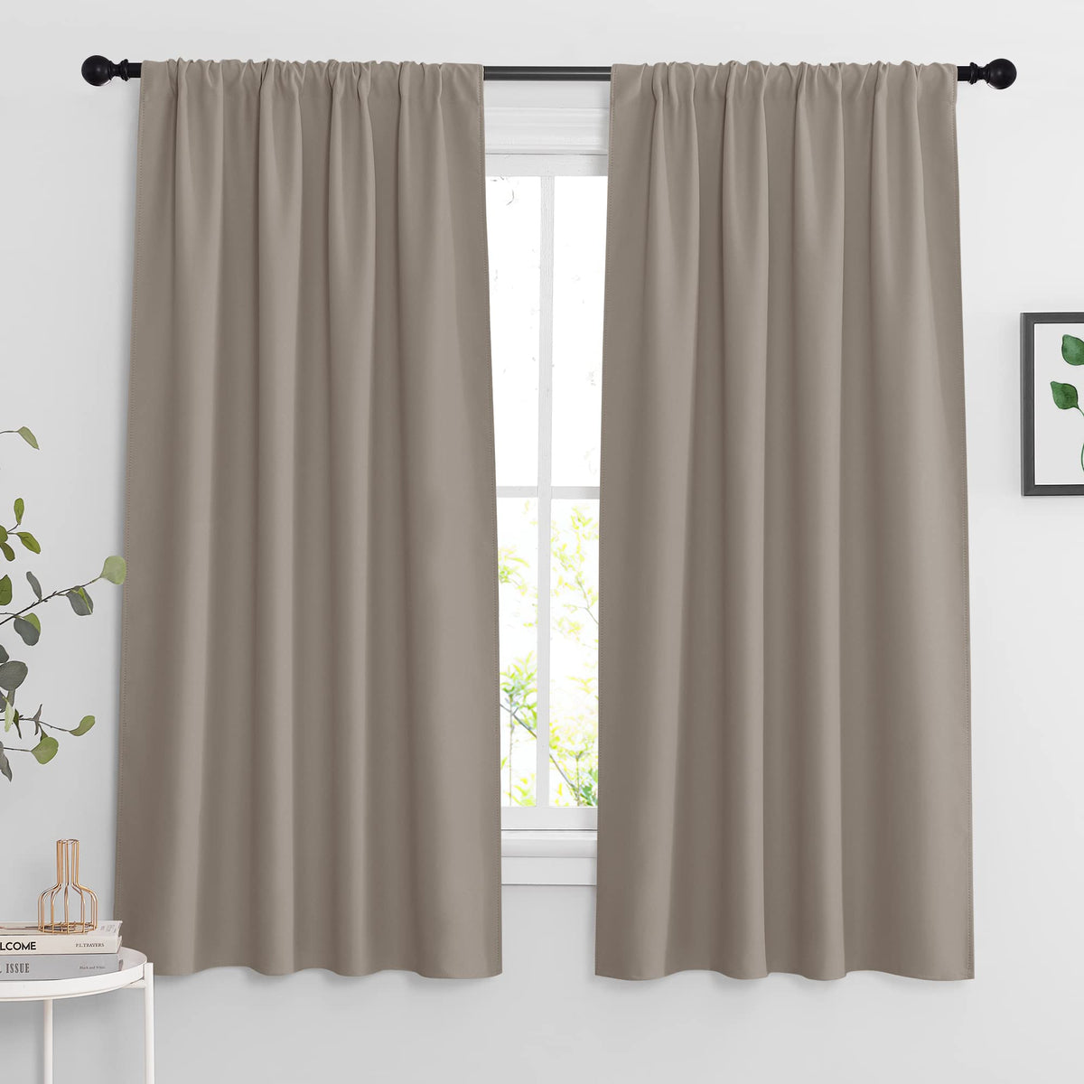 Extra Wide Blackout Curtains for Bedroom Living Room 63 inch Long (2 Count)