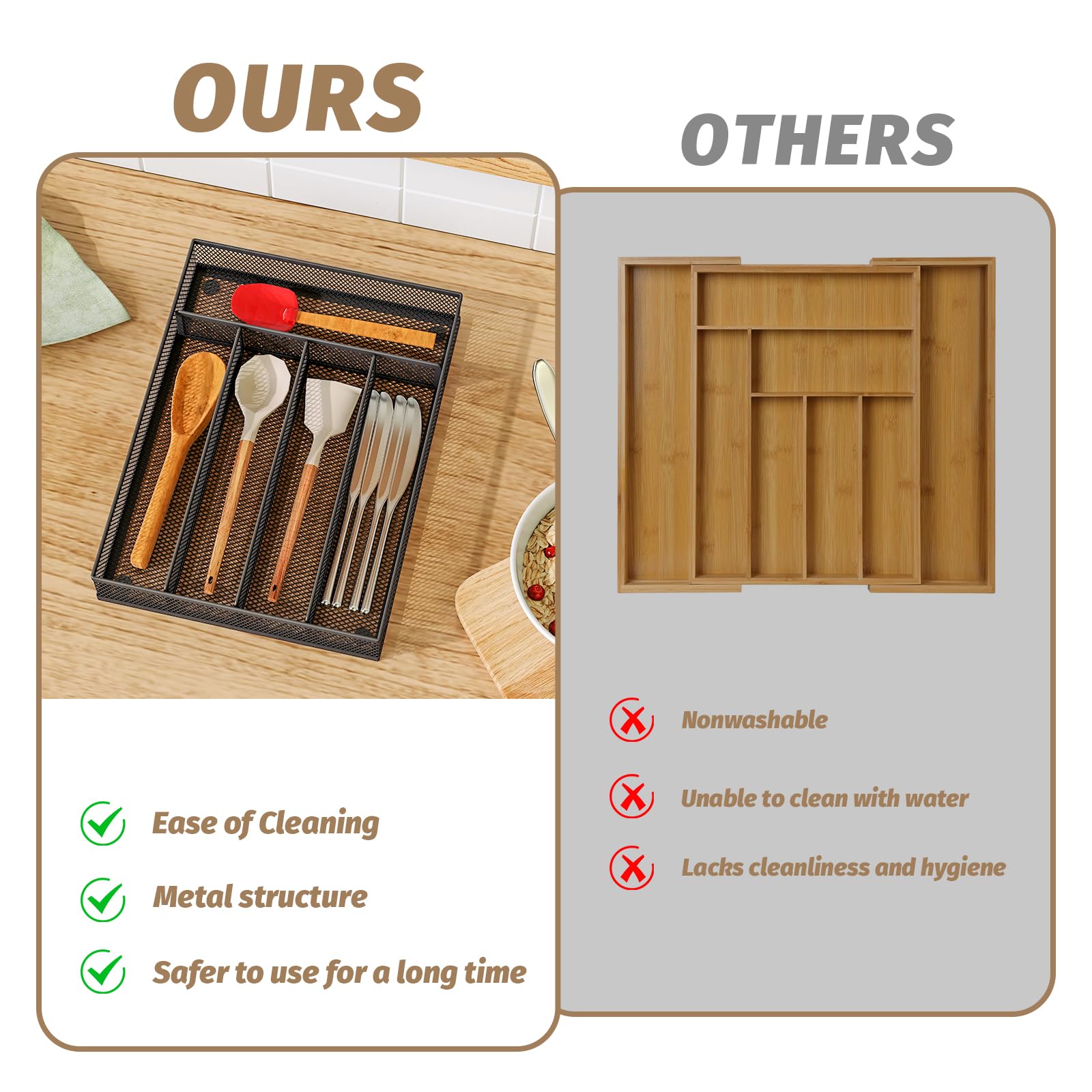 mesh silverware tray for drawer