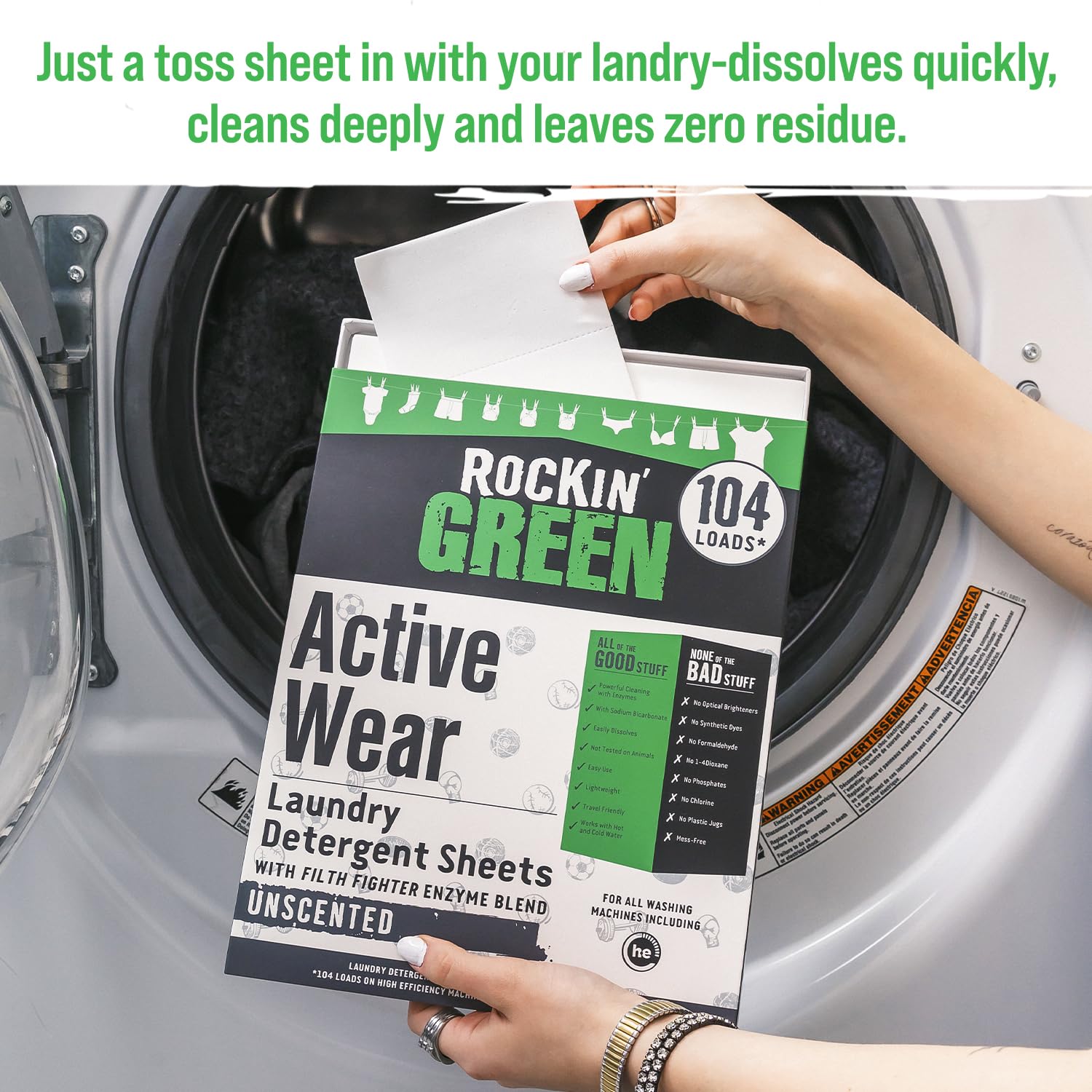 Active Wear Laundry Detergent Sheets Unscented 104 Loads (104 Count)