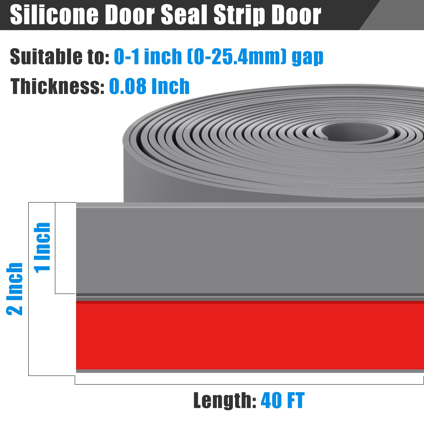 Draft Seal Tape for Doors and Windows 2 in x 40 Ft Silicone Weather Stripping Extra Thick 2mm Door Seal Strip with Strong Adhesive Draft Insulation Stopper Side Seal