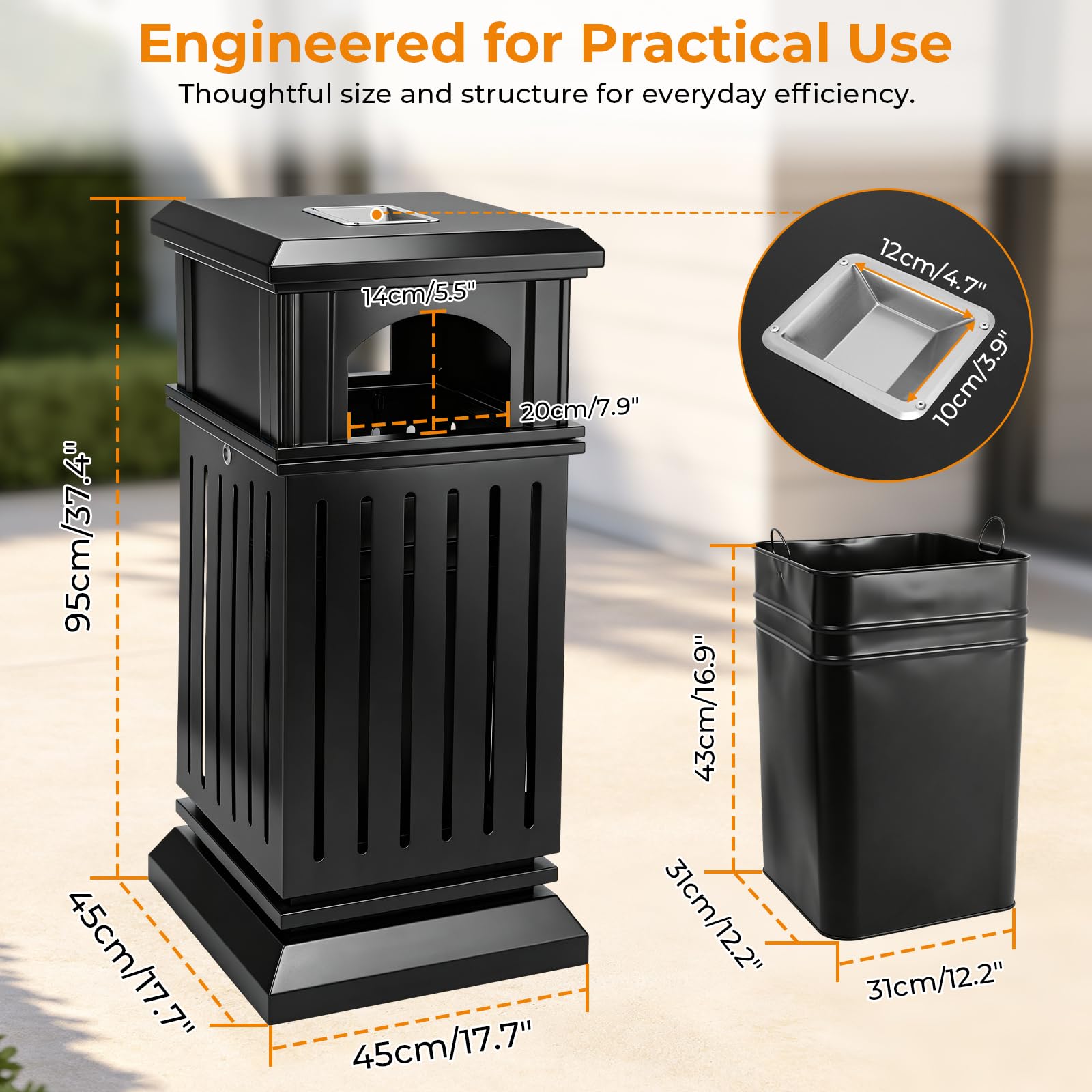 Commercial Outdoor Trash Can with Lid