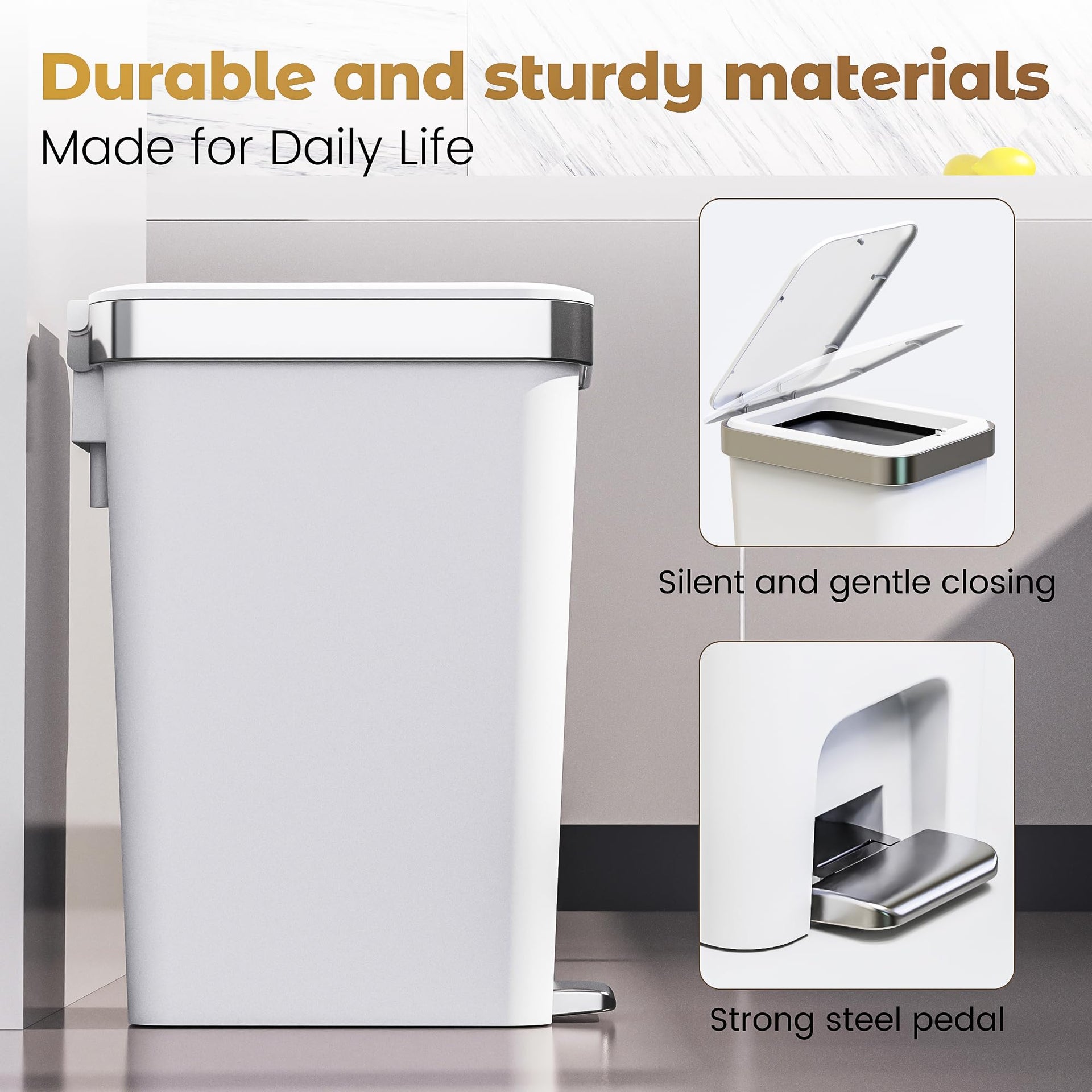 Small Bathroom Trash Can with Lid
