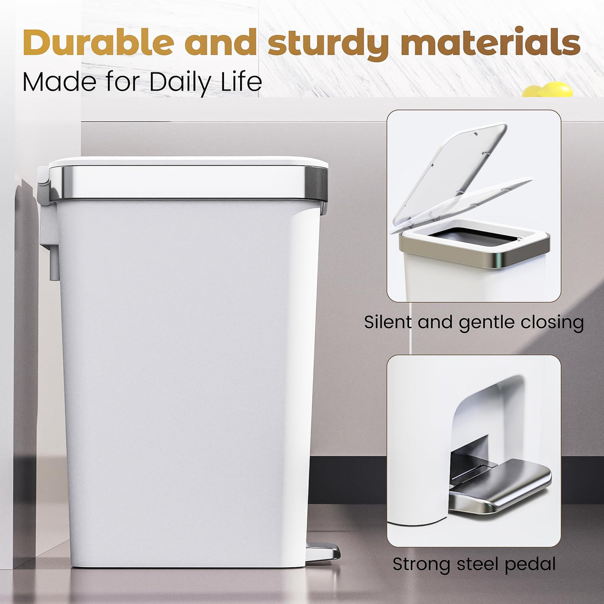 Small Bathroom Trash Can with Lid