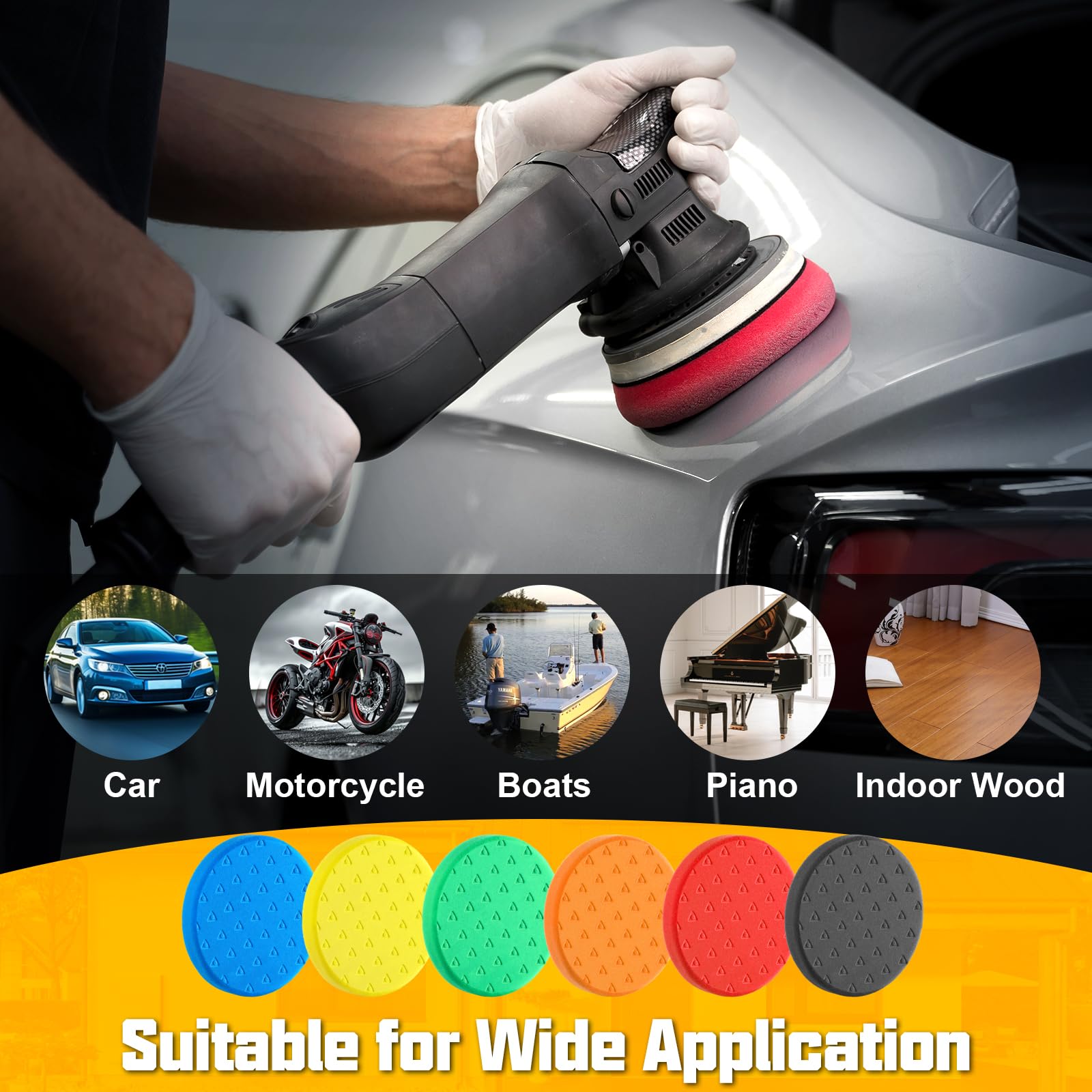 Polishing Pad 7.5 Inch 6 Pcs Foam Buffing Pads for Car Detailing (6 Count)