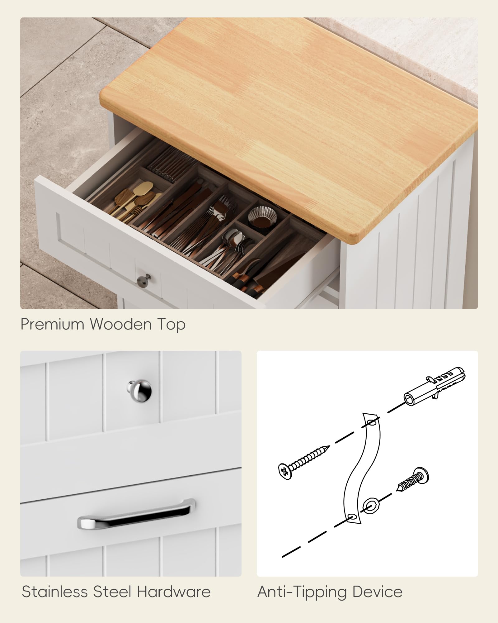 10 Gallon Tilt Out Trash Cabinet with Big Storage Drawer