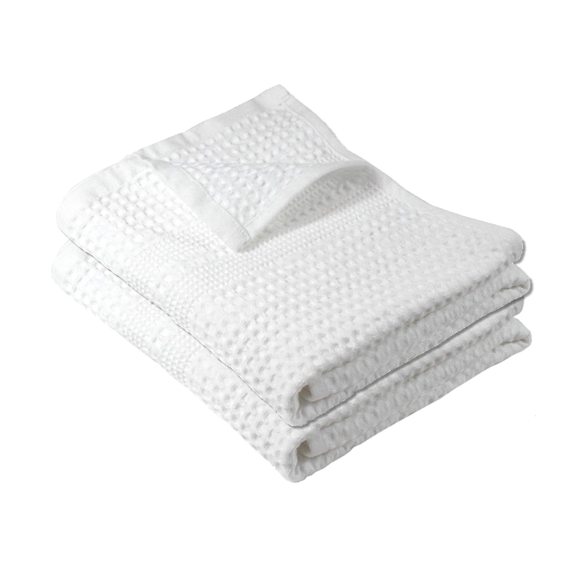 Waffle Hand Towels for Bathroom Quick Dry Towel Super Absorbent Thin 100% Cotton Lint Free (2 Count)