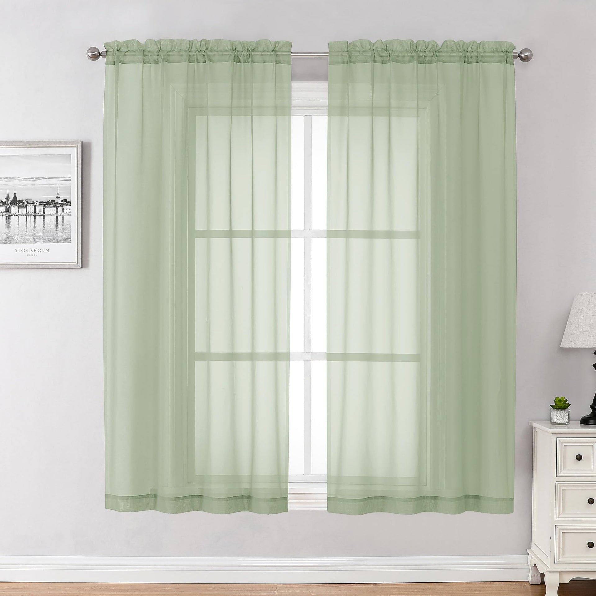 Sheer Curtains 63 Inch Length 2 Panels (2 Count)