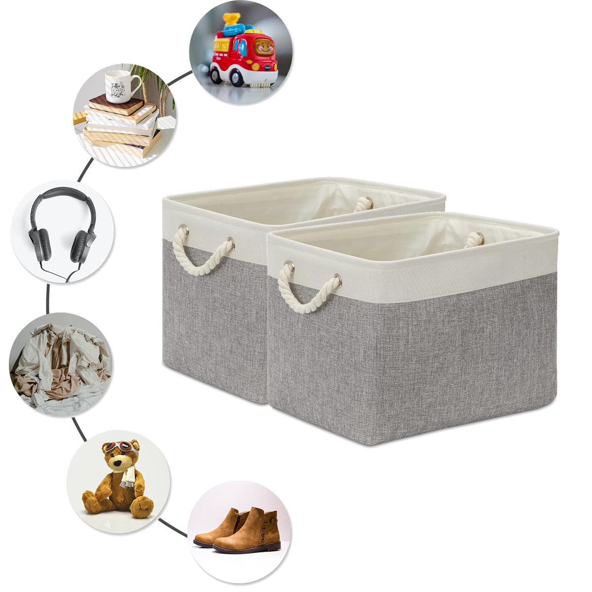 Large Fabric Collapsible Cube Storage Baskets for Organizing 16x12x12