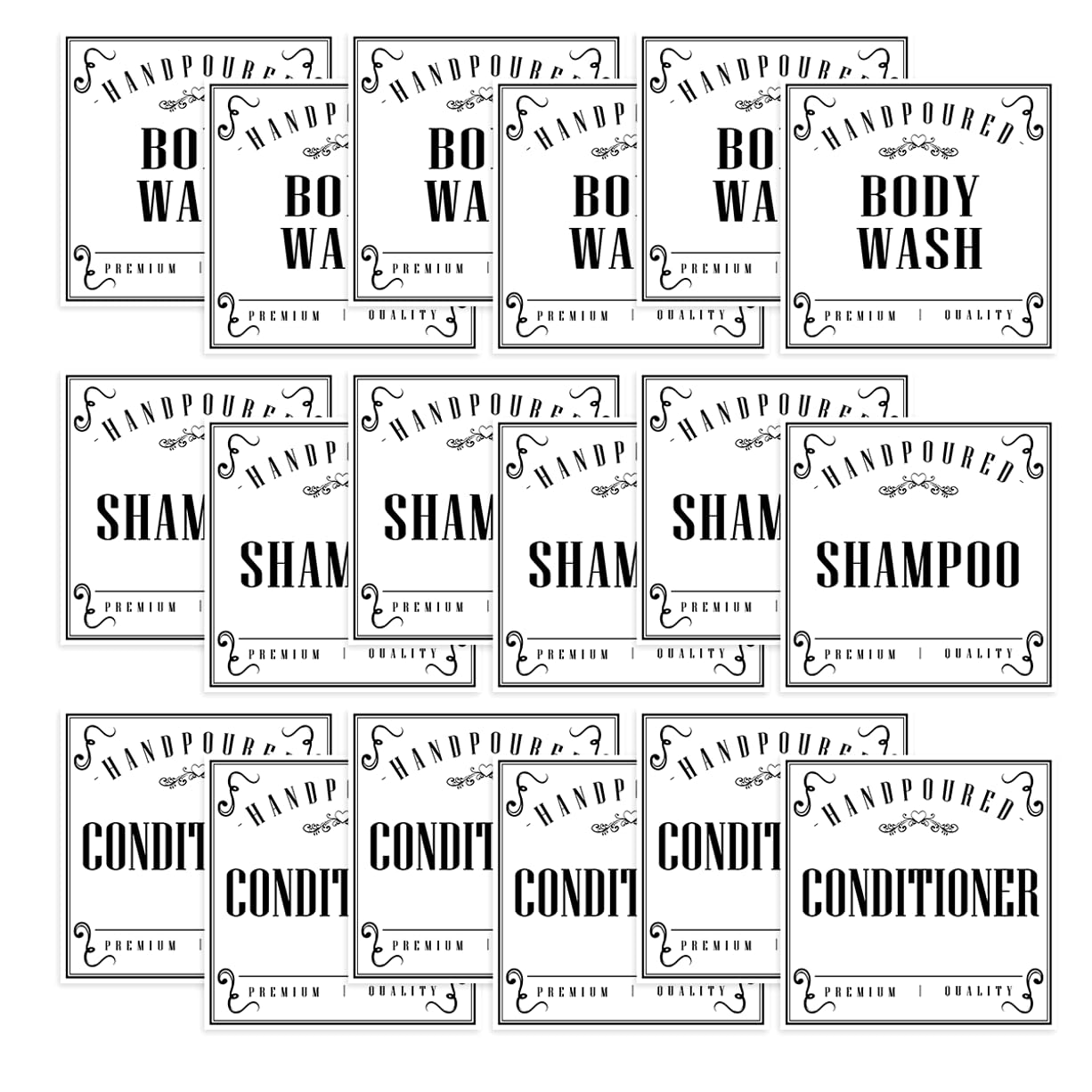 Vintage Apothecary Bathroom Bottle Labels 18Pcs Vinyl Stickers Pack for Shampoo Conditioner Body Wash Elegant Waterproof Organization Home Bottles Bumper Phone Case (18 Count)