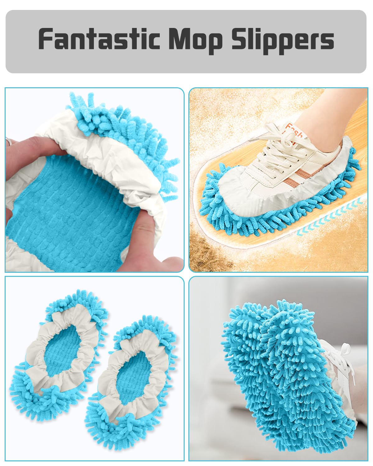8 Pcs Mop Slippers Socks Floor Cleaning (8 Count)