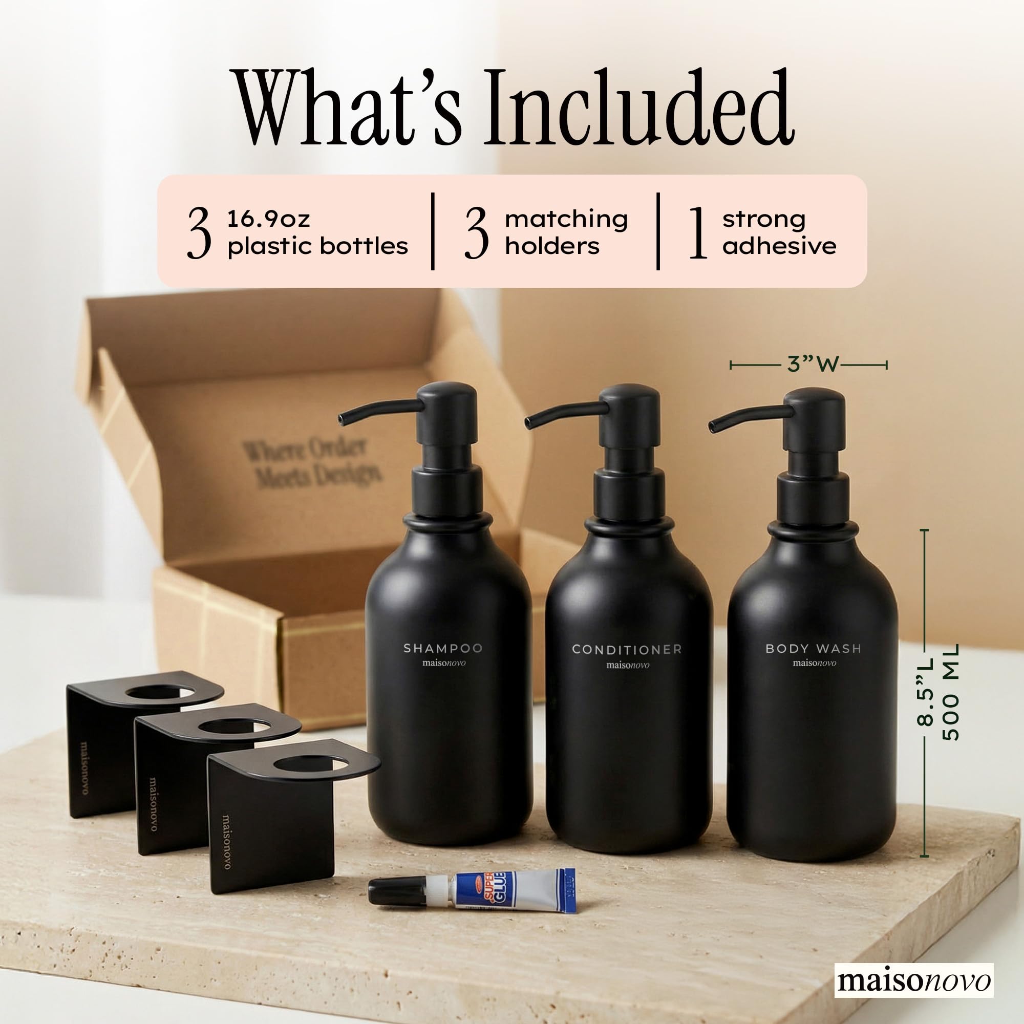 Shampoo and Conditioner Dispenser (3 Count)