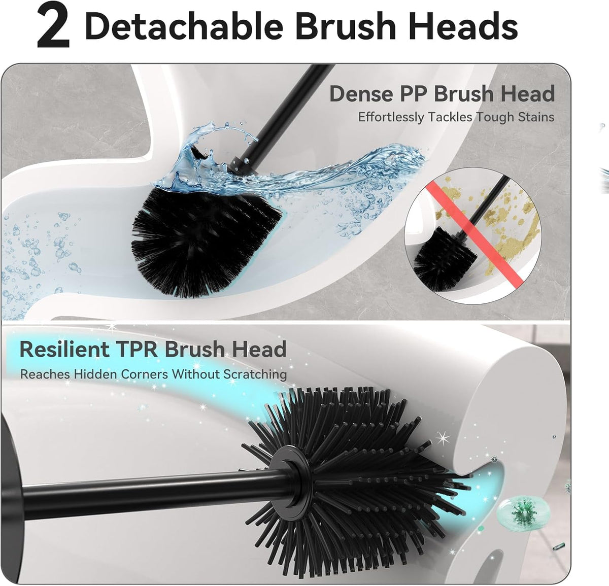 Toilet Bowl Brush and Holder for Bathroom