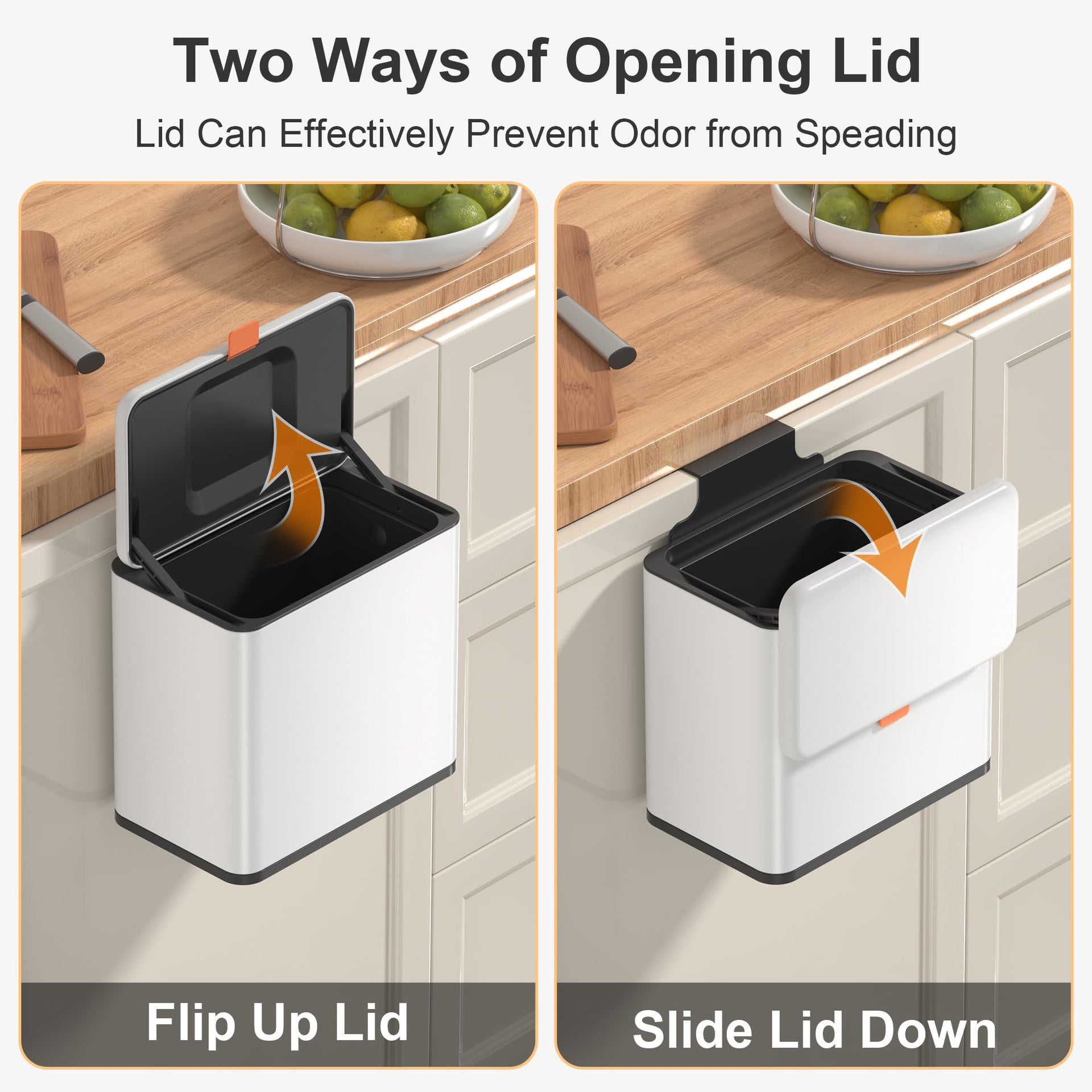 1.05 Gal White Hanging Stainless Steel Compost Bin