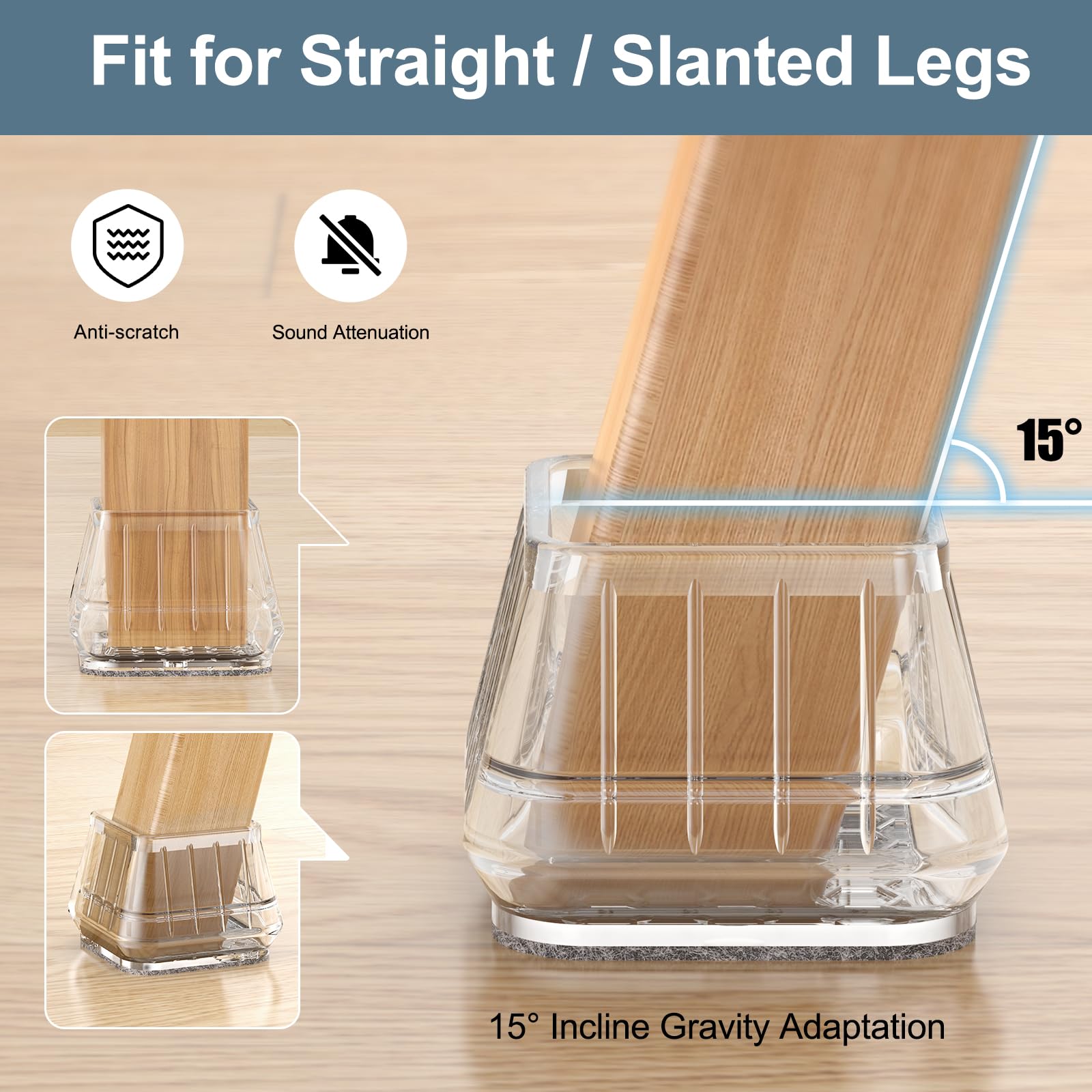 24PCS Square Chair Leg Floor Protectors for Hardwood Floors (24 Count)