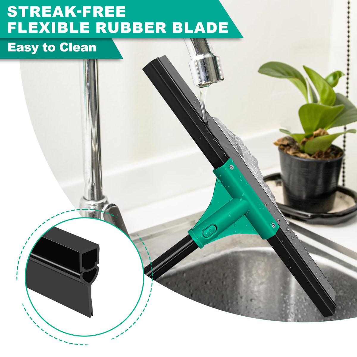 Floor Squeegee Heavy Duty with 58.3 inches Long Handle