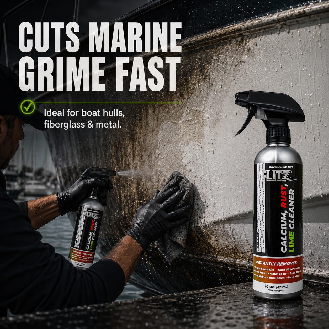 Calcium, Rust, & Lime Remover - 16oz Bottle of USA-Made Limescale Remover for Toilets, Showers, and More - Powerful Spray that Instantly Eliminates Tarnish, Grease, and Other Grime (12 Pack) (192 Fl Oz)