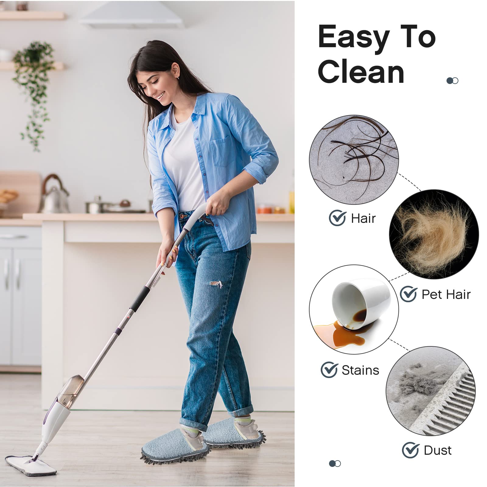 2 Pair Microfiber Slippers Floor Cleaning Mop