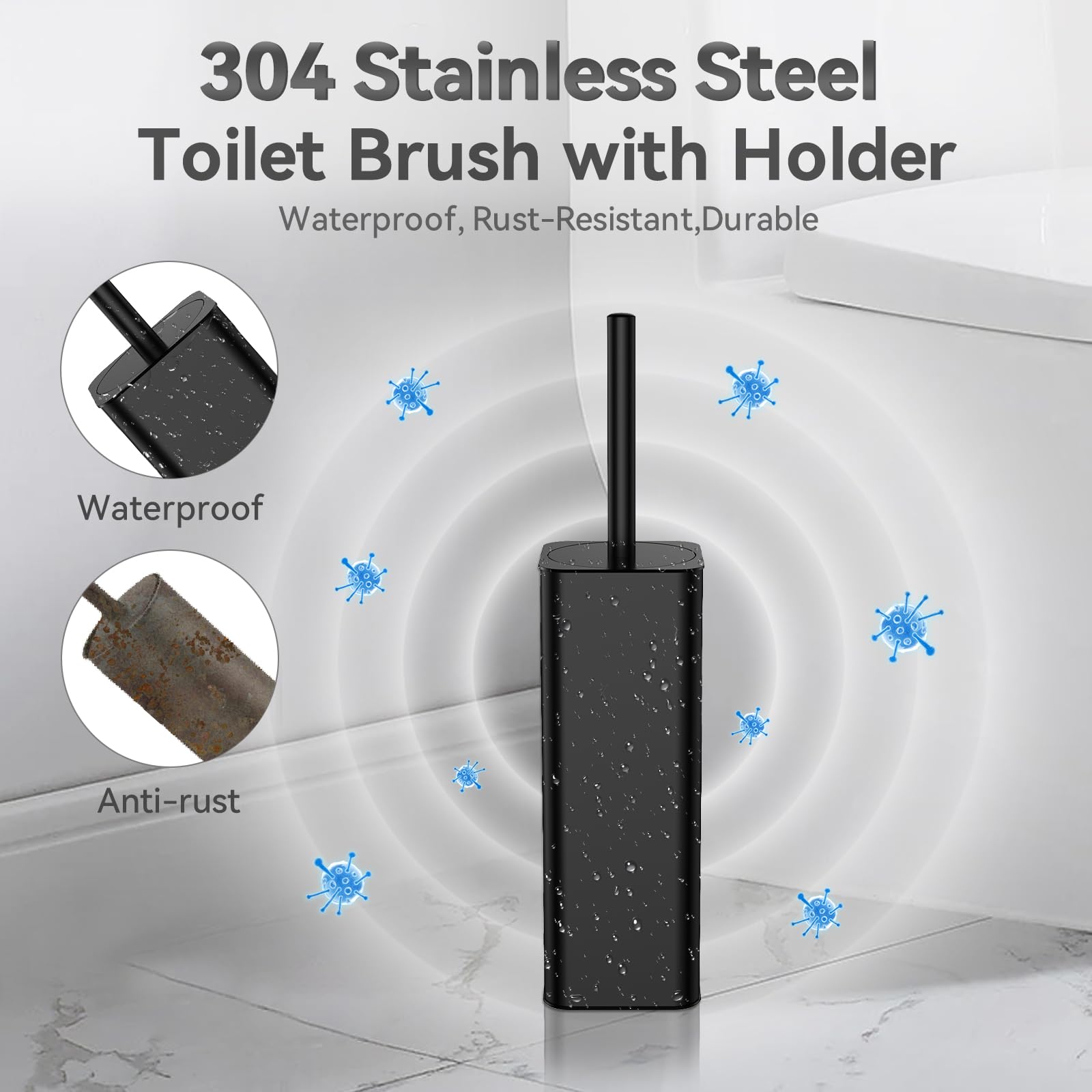 Toilet Bowl Brush and Holder for Bathroom
