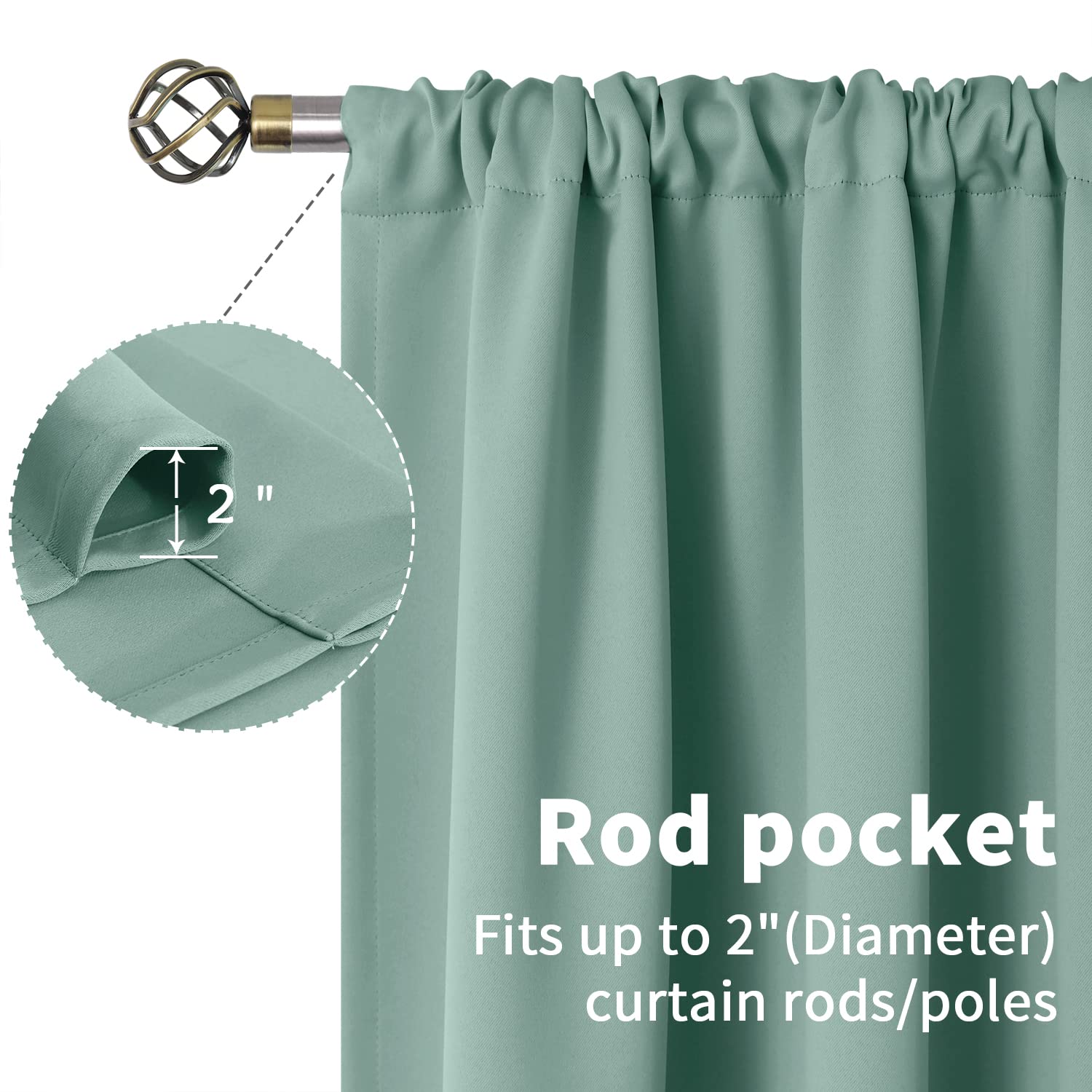 Light Sage Blackout Curtains for Living Room 84 Inches Long (2 Count)