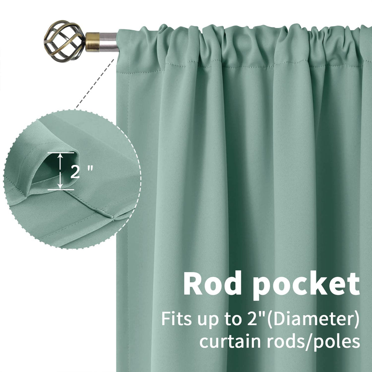 Sage Green Curtains 54 Inch Length for Short Window