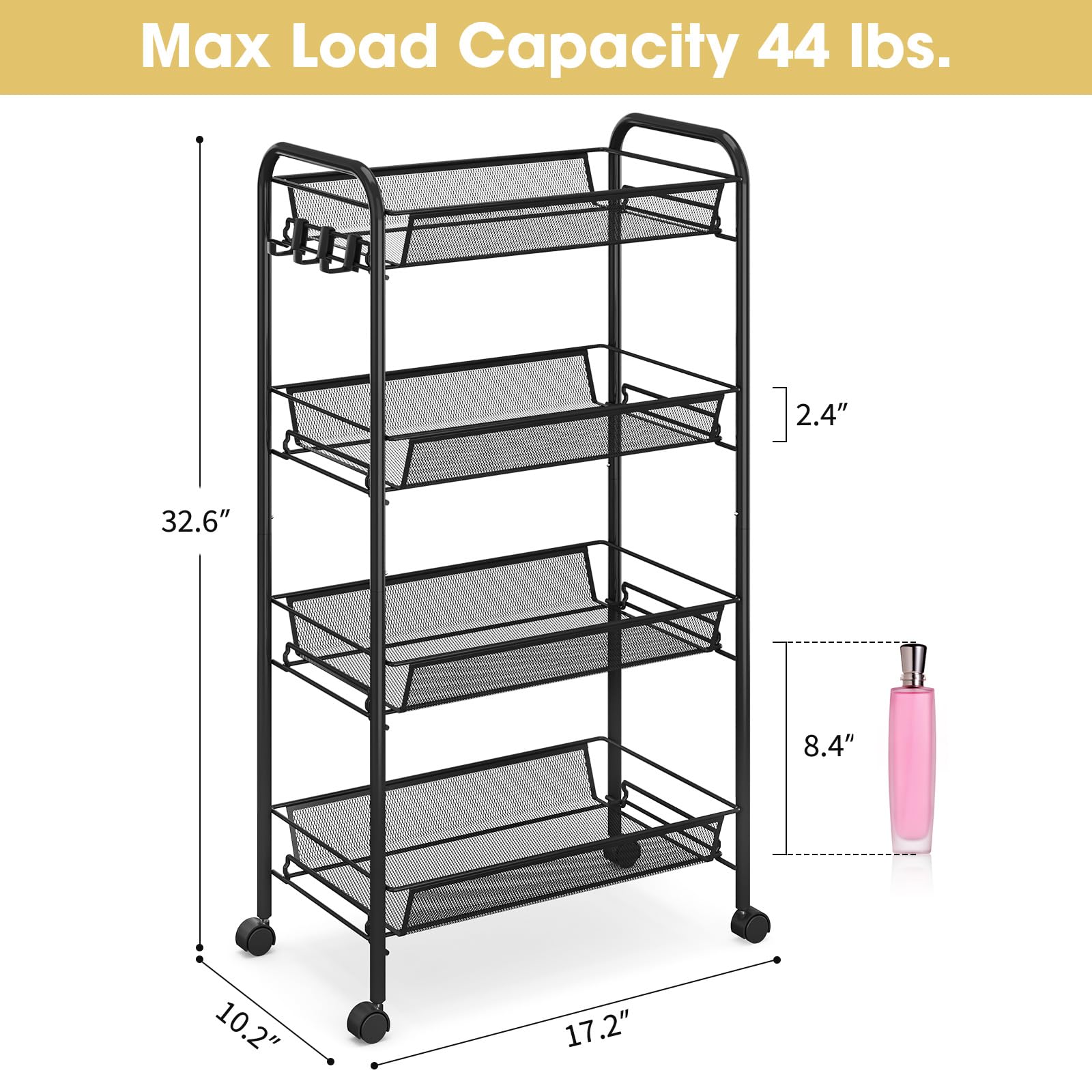 4 Tier Rolling Cart (4 Count)